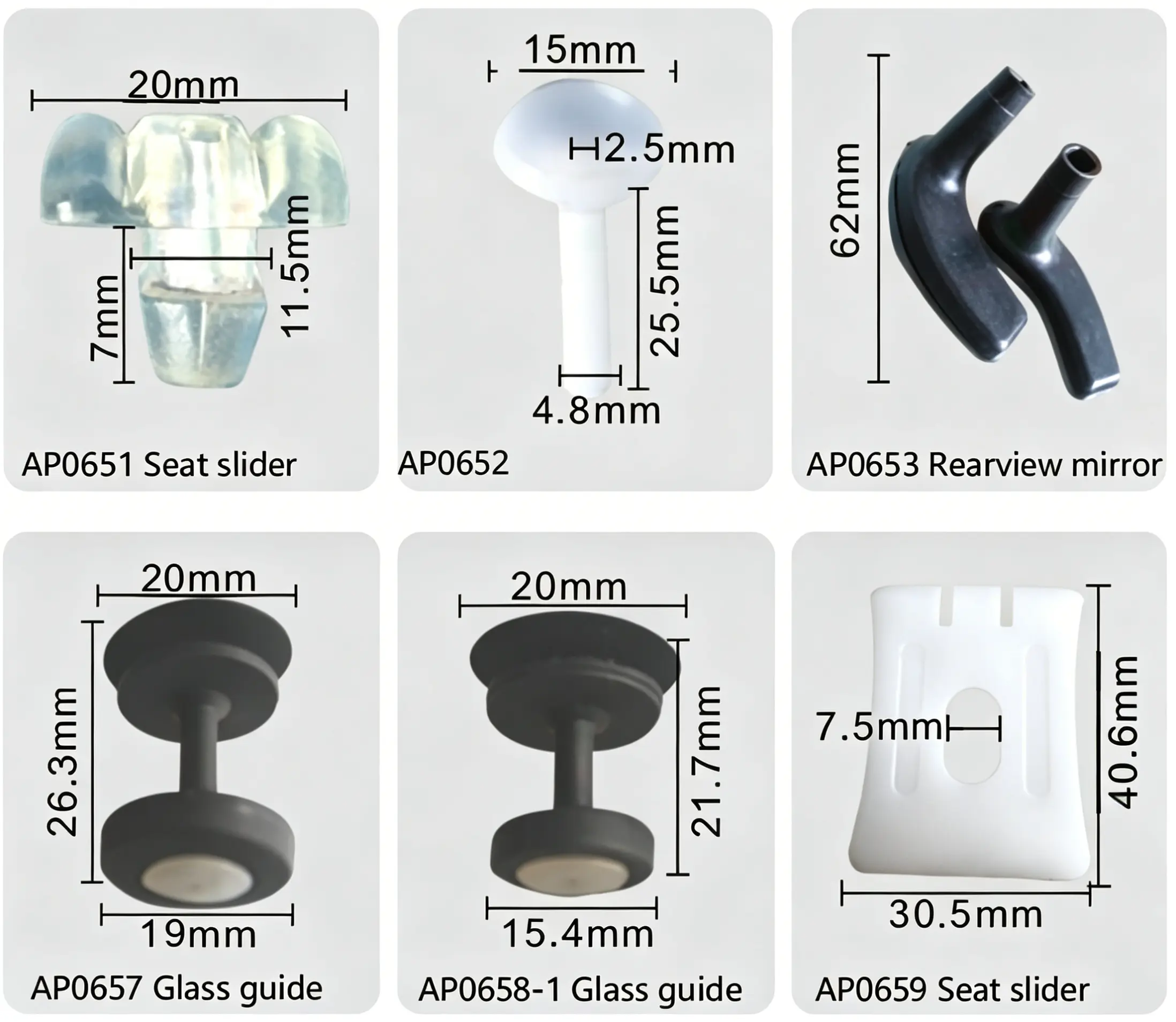 Seat Slider Clip, Rearview Mirror Clip, Glass Guide Clip