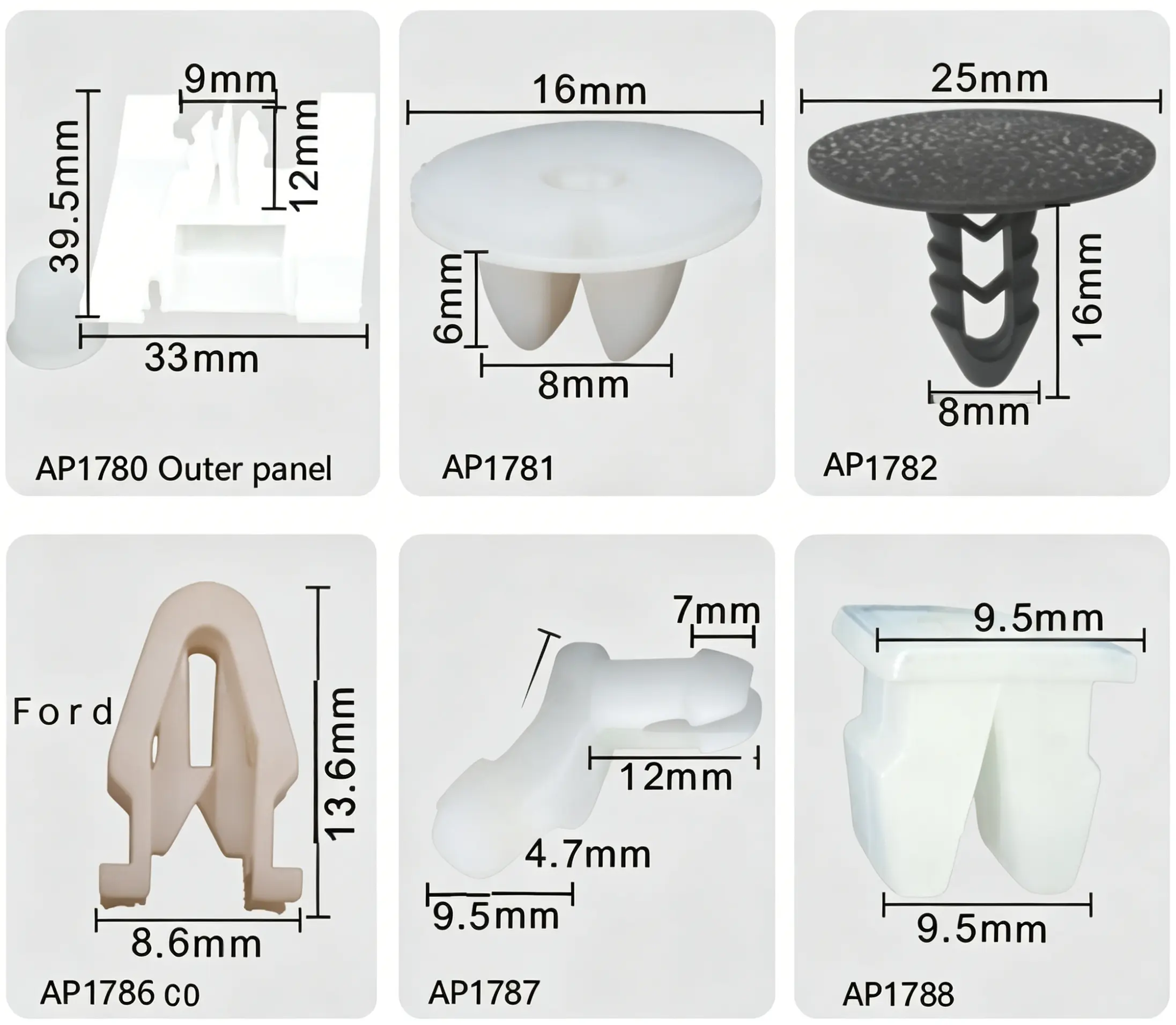 Universal Outer Panel Clip & Screw Grommet – Push-Type Retainer for Body and Trim