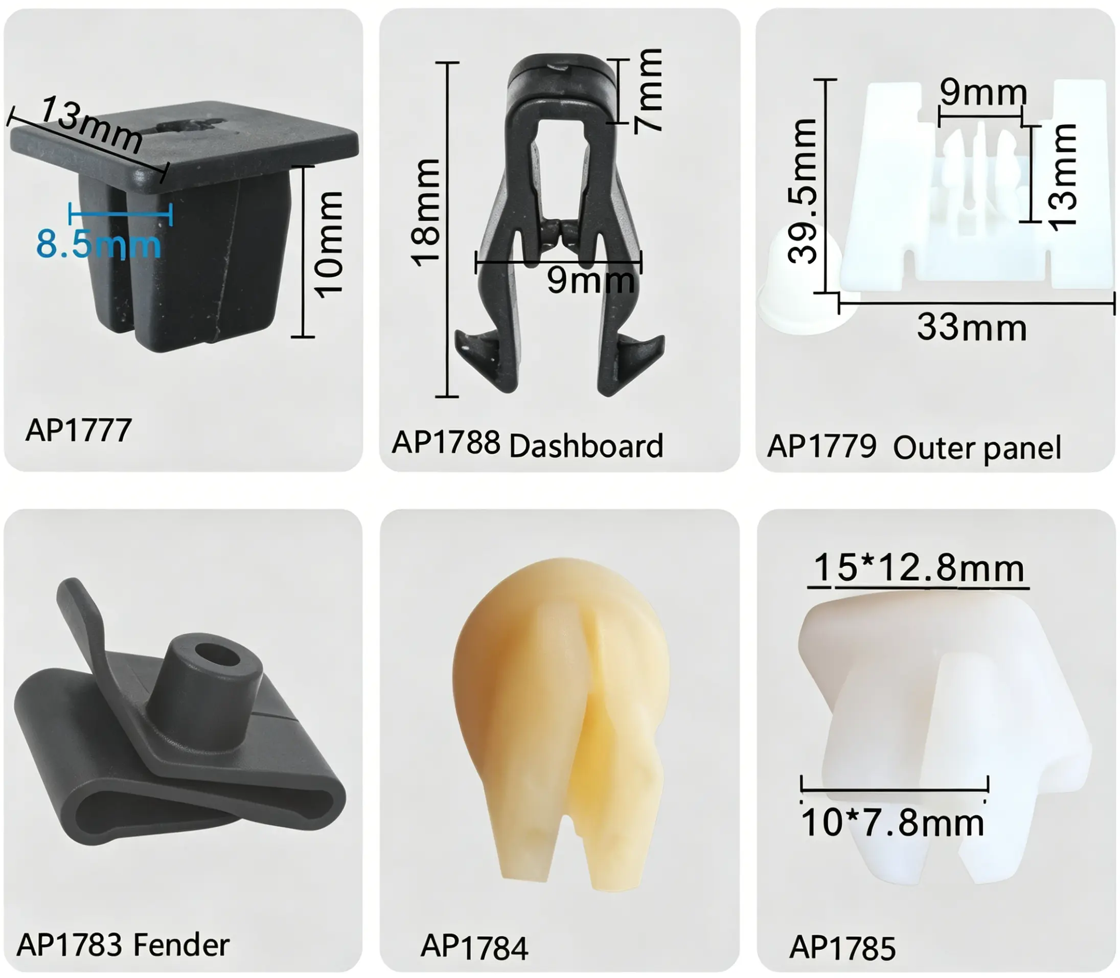 Screw Grommet, Dashboard, Outer Panel & Fender Clip – Push-Type Retainer