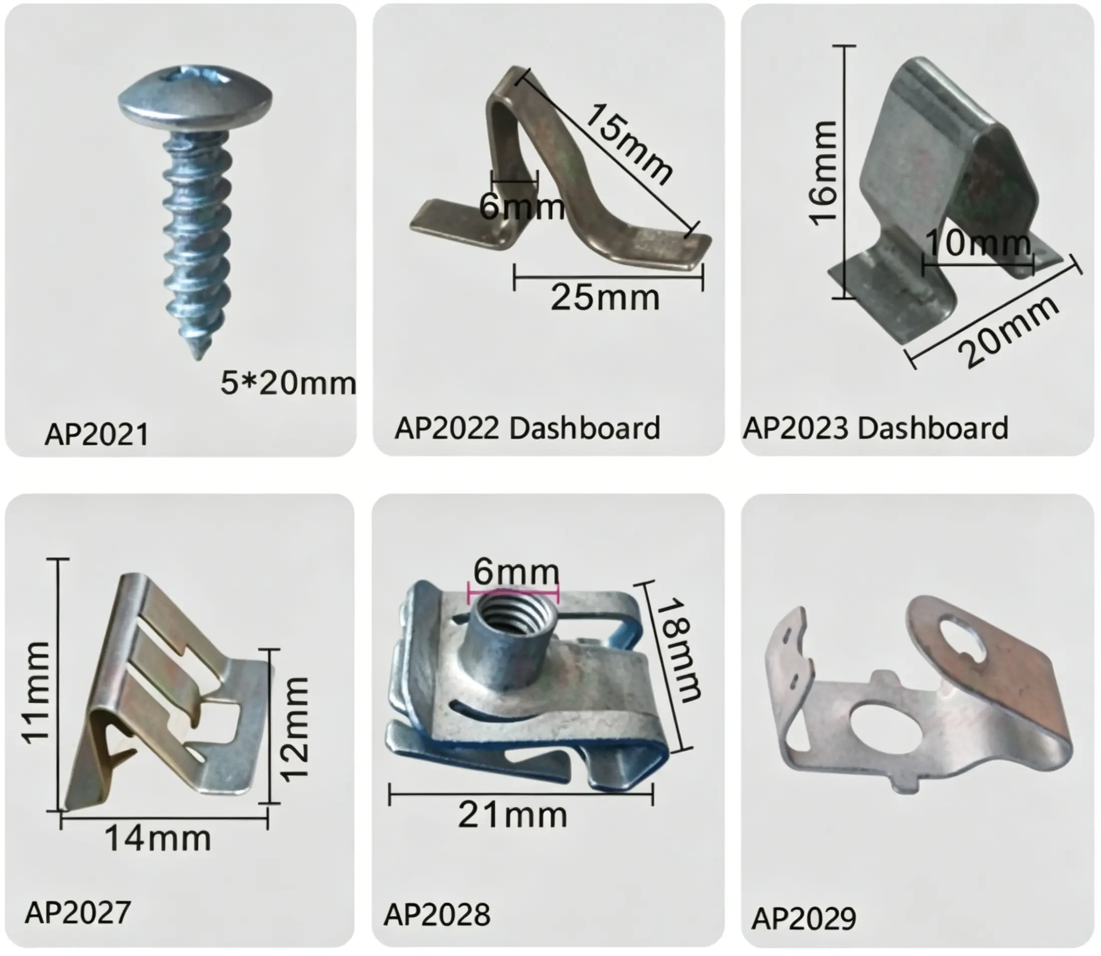 Automotive Medium Self Tapping Screws & Multi-Style Dashboard Spring Retainer Clips