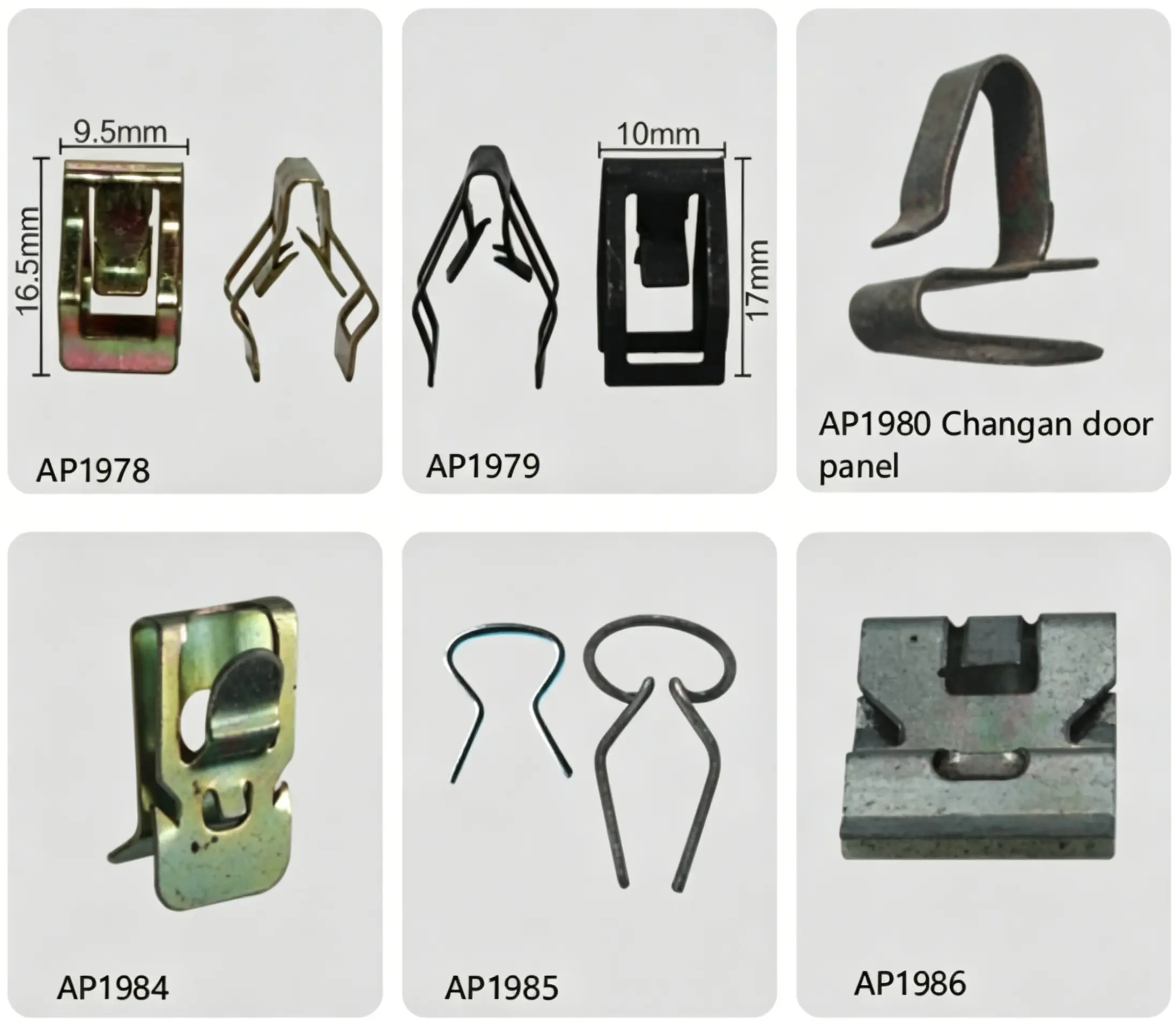 Automotive Multi-Size V Dashboard Clips, Changan Door Panel Clips & Mini Spring Wire Retainers