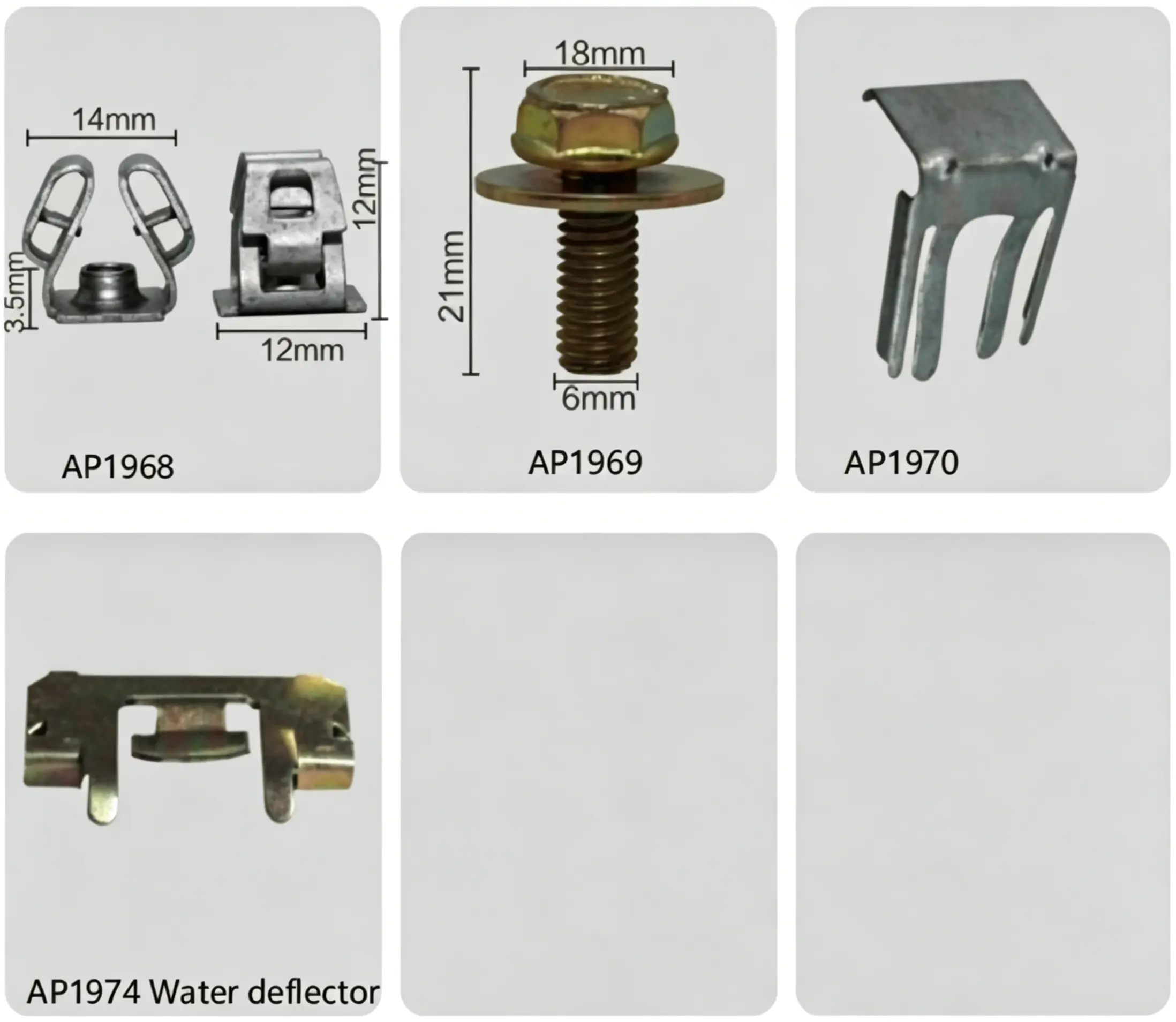 Automotive Dual Spring Clip Sets, Long Hex Flange Bolts, Multi-Tine Clips & Water Deflector Clips