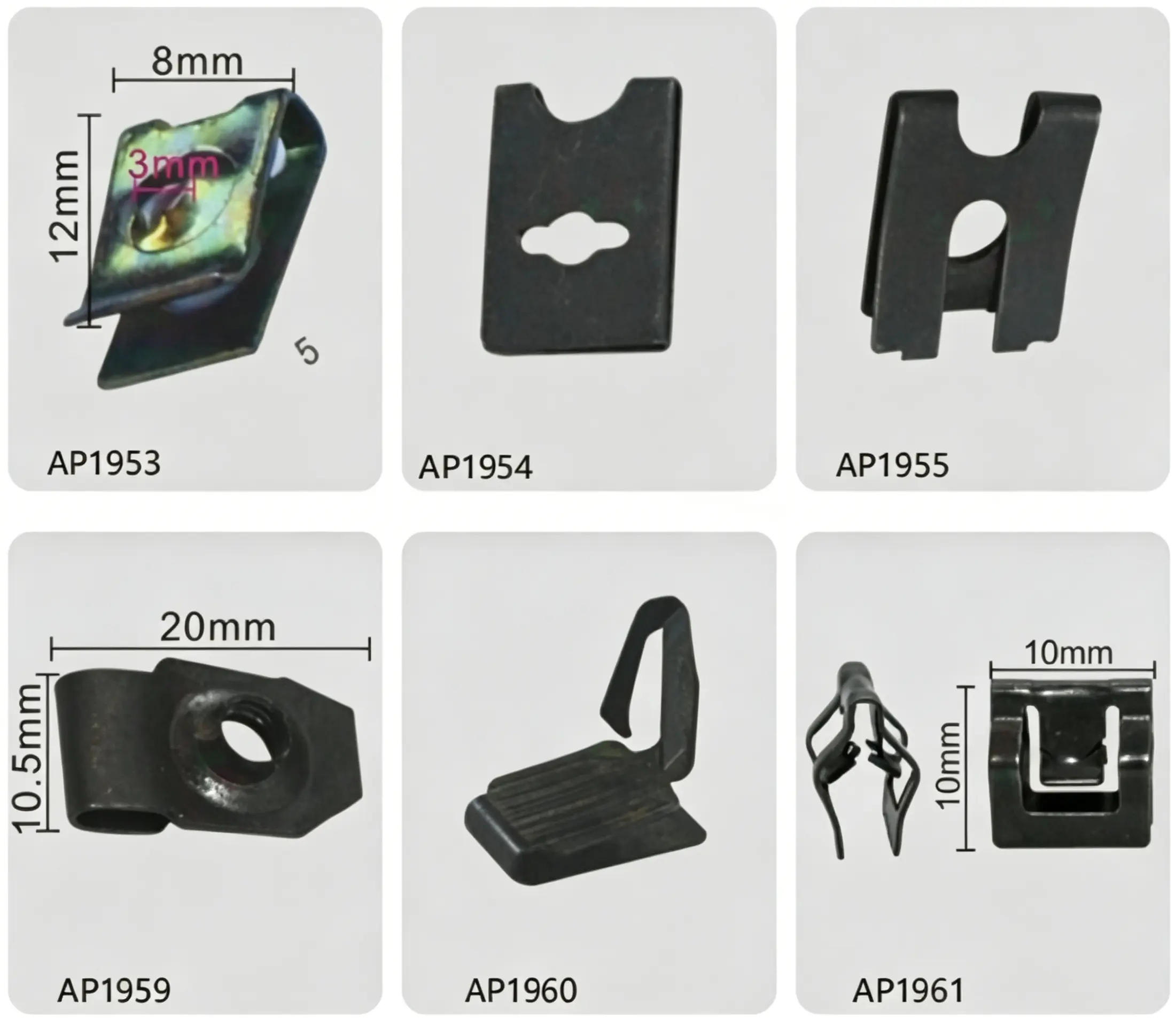 Automotive Tiny Spring Nuts, Flat Blank Clips & Special Shaped Retainer Brackets
