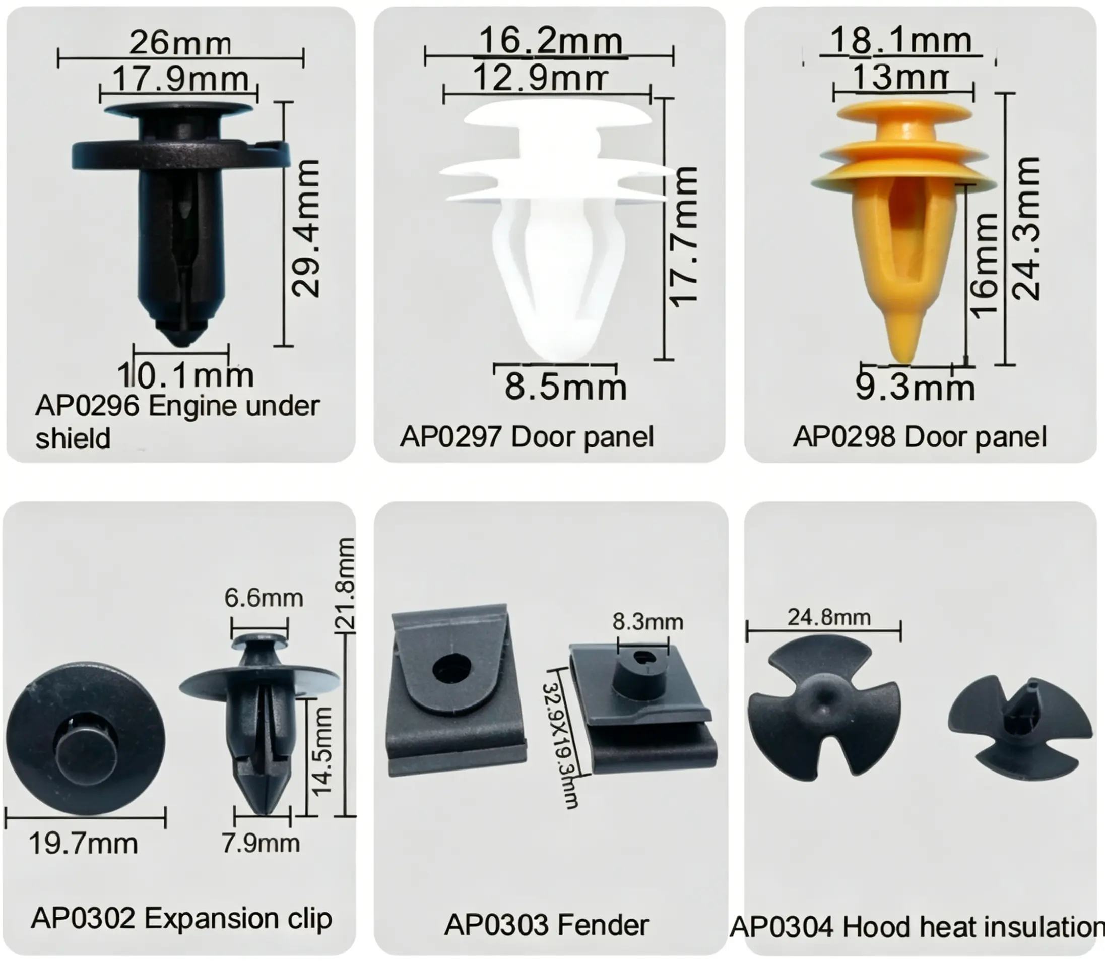 Toyota Auto Engine Under Shield Door Panel Expansion Clip Fender Hood Heat Insulation Fastener