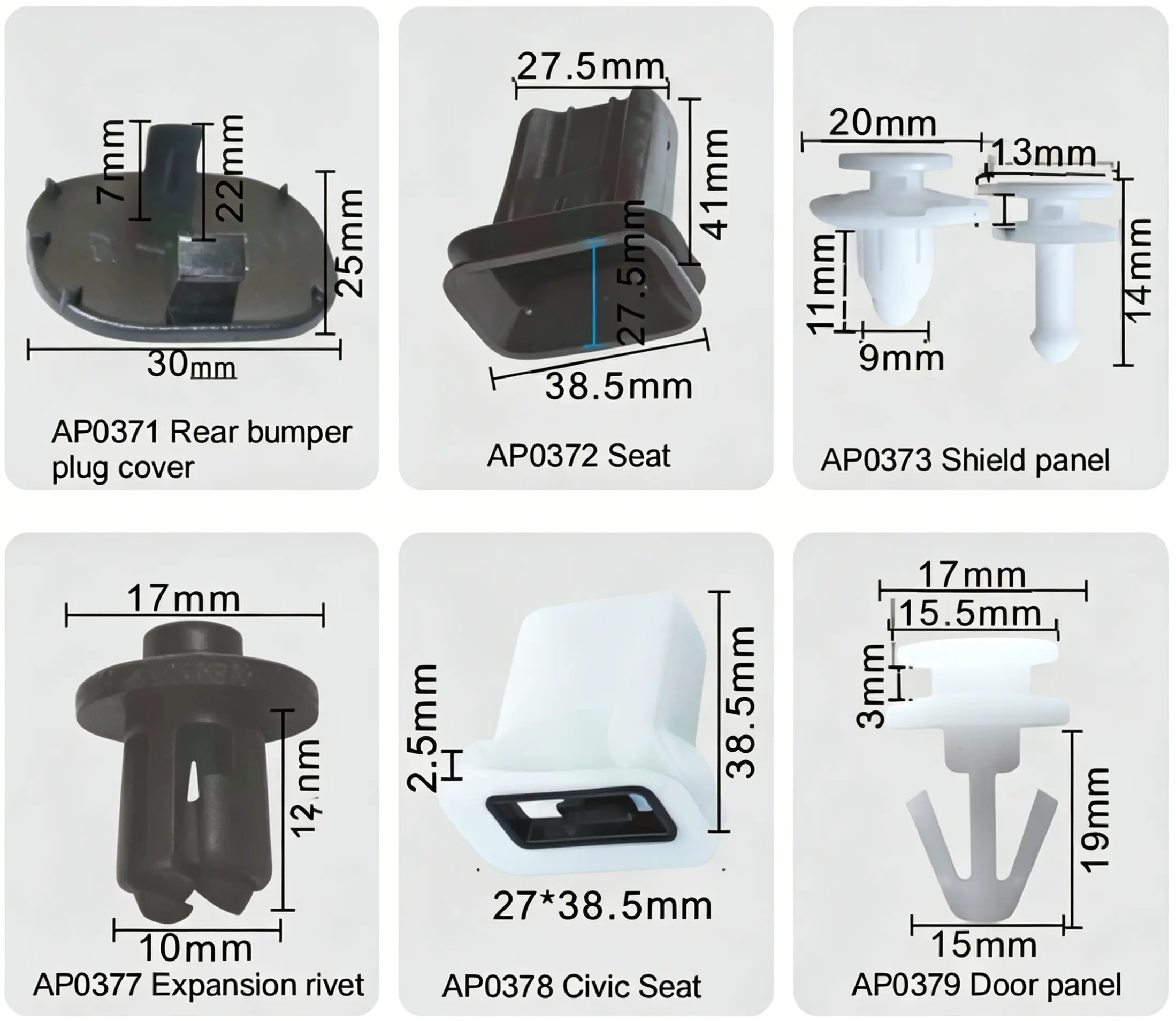 Honda Auto Rear Bumper Plug Cover Seat Shield Panel Expansion Rivet Civic Seat Door Panel Clips