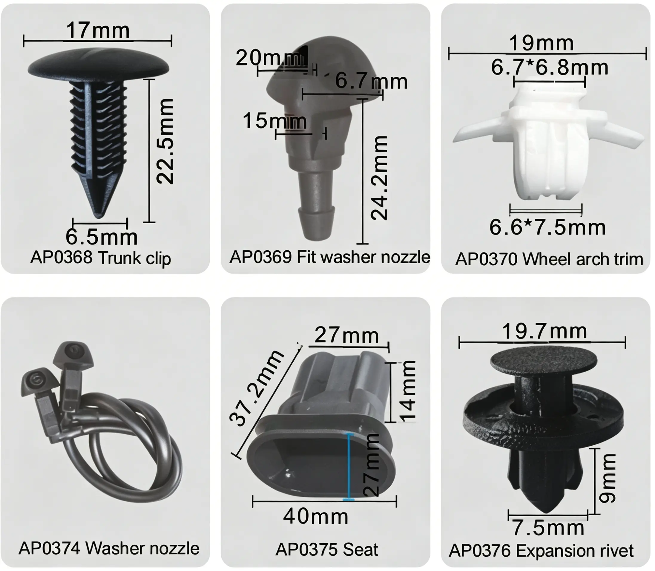Honda Auto Trunk Clip Windshield Washer Nozzle Wheel Arch Trim Seat Expansion Rivet Fasteners