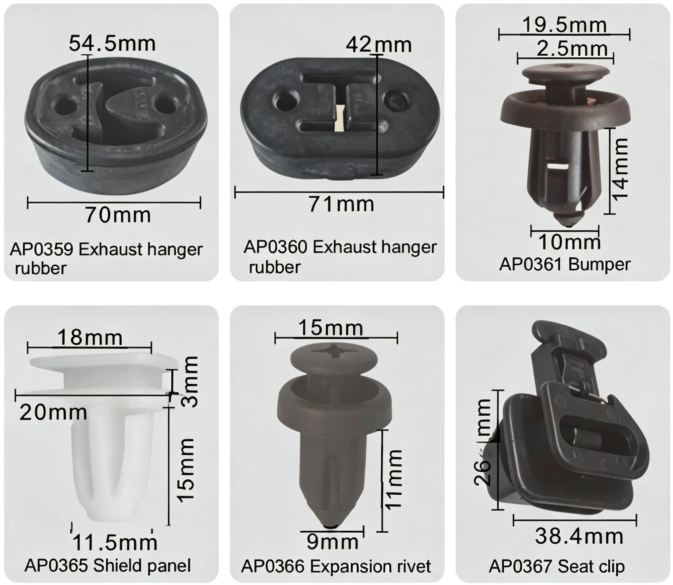 Honda Auto Exhaust Hanger Rubber Bumper Shield Panel Expansion Rivet Seat Retainer Clips