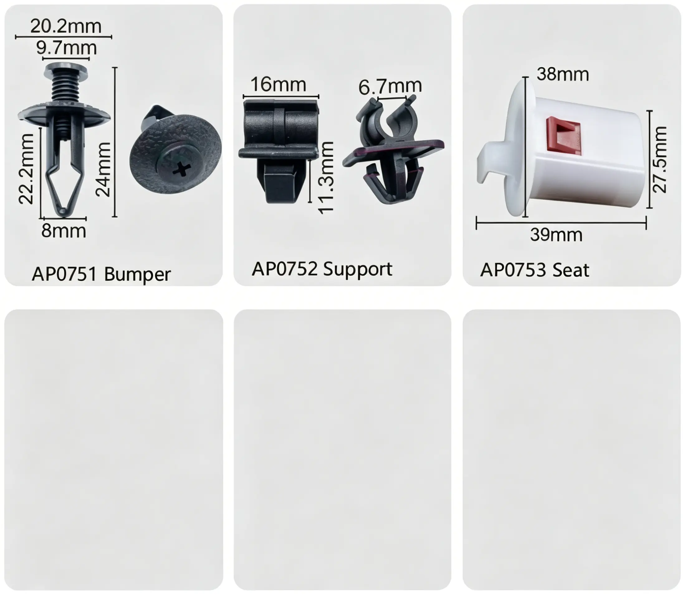 Nissan Bumper, Support & Interior Seat Plastic Retainer Clips