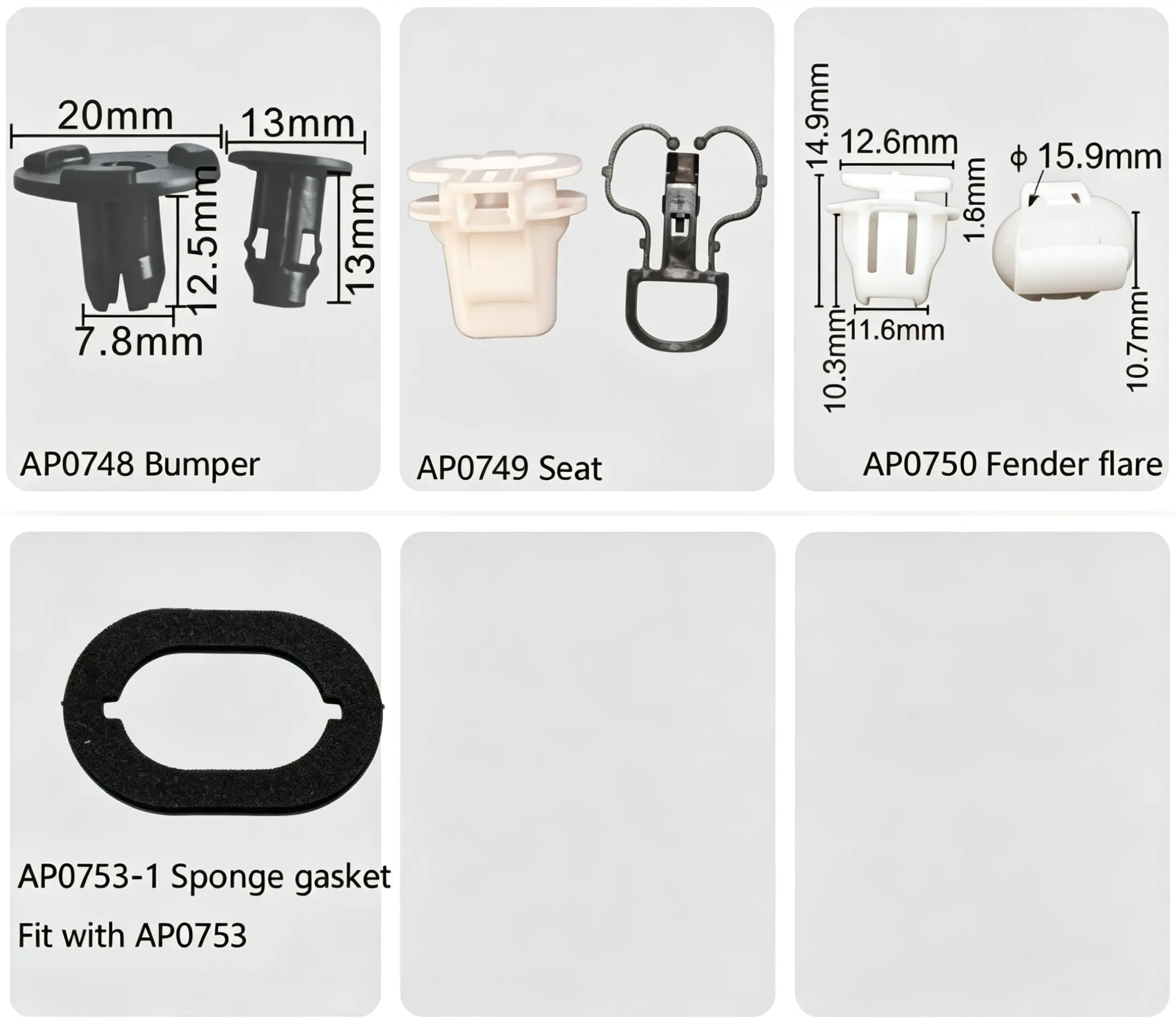 Nissan Bumper, Seat, Fender Flare Clips & Matching Sponge Gasket