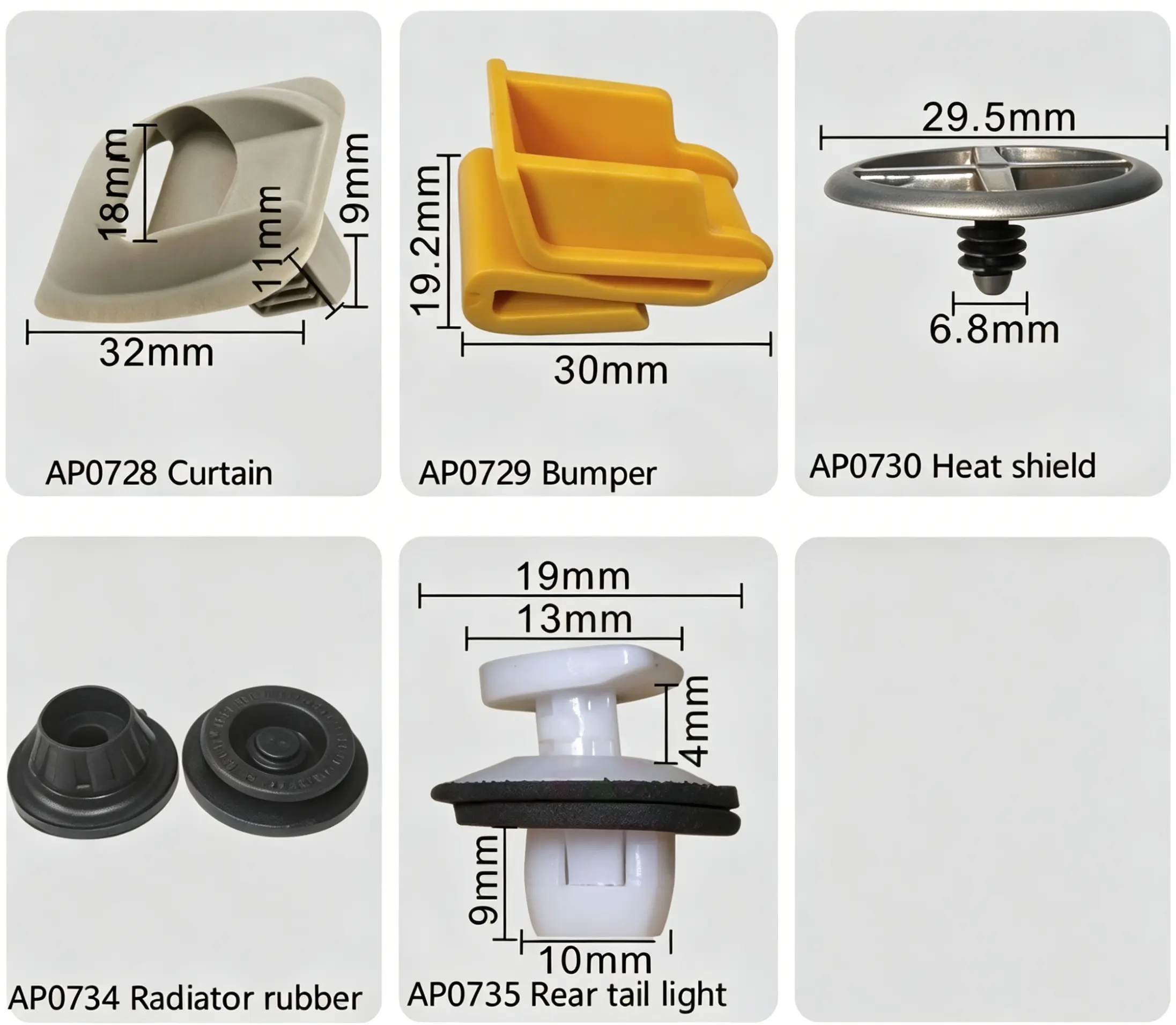 Nissan Curtain Rubber, Bumper, Heat Shield, Radiator Rubber & Rear Tail Light Clips