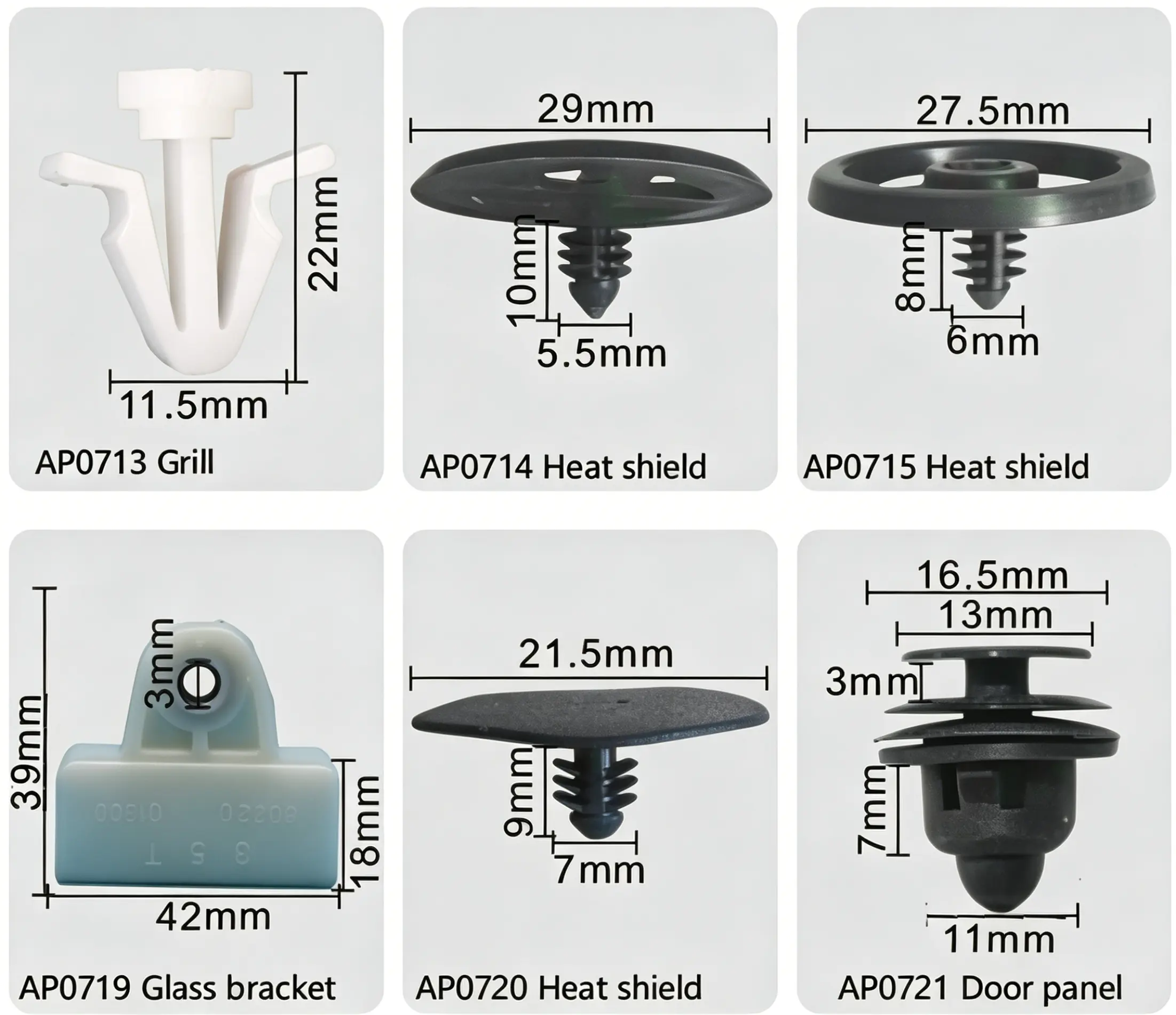 Nissan Grille, Heat Shield, Glass Bracket & Door Panel Plastic Retainer Clips
