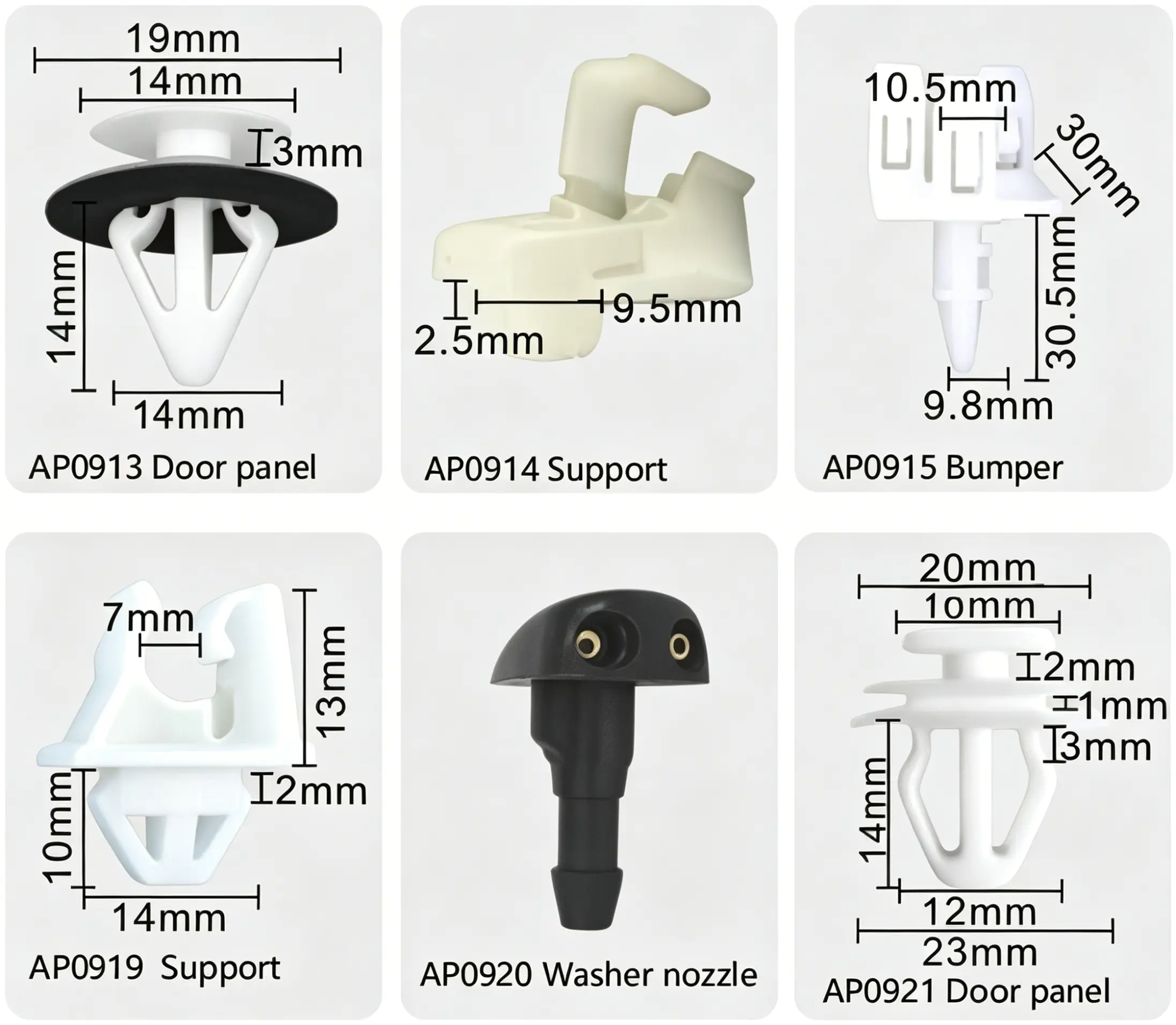 Mazda Door Panel, Support, Bumper & Windshield Washer Nozzle Plastic Clips