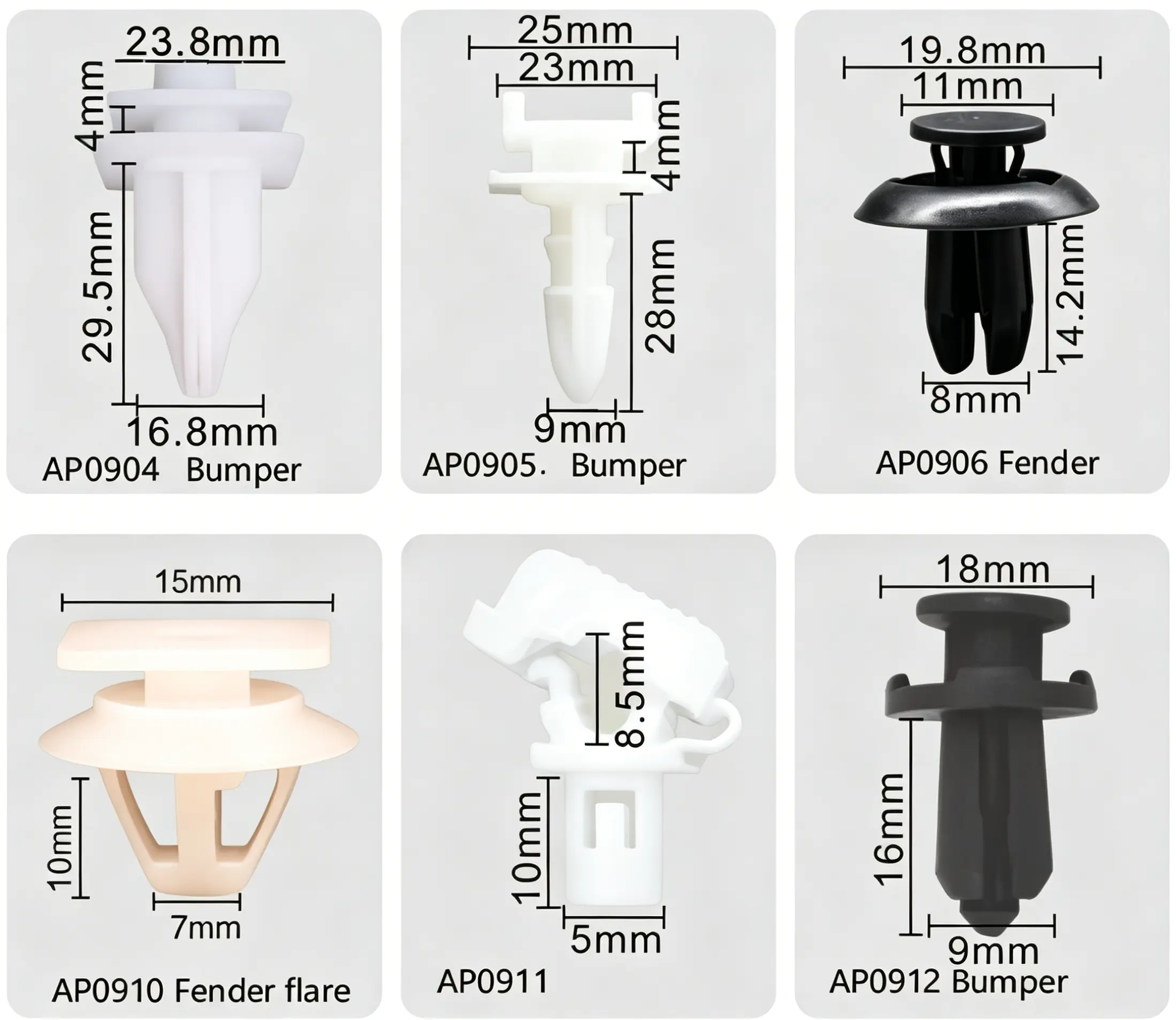 Mazda Bumper, Fender, Fender Flare & Multi-Purpose Plastic Retainer Clips