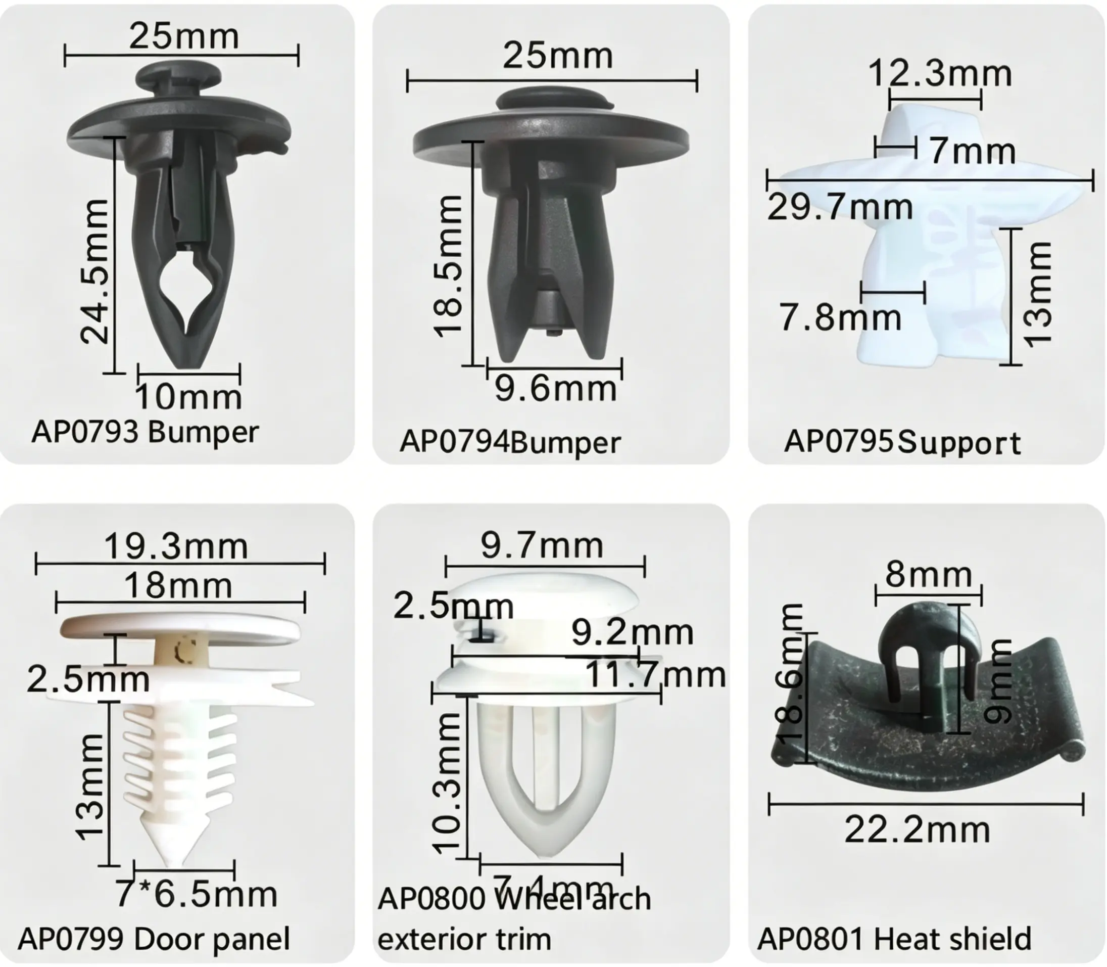 Buick Bumper, Support, Door Panel & Wheel Arch Exterior Trim Fasteners