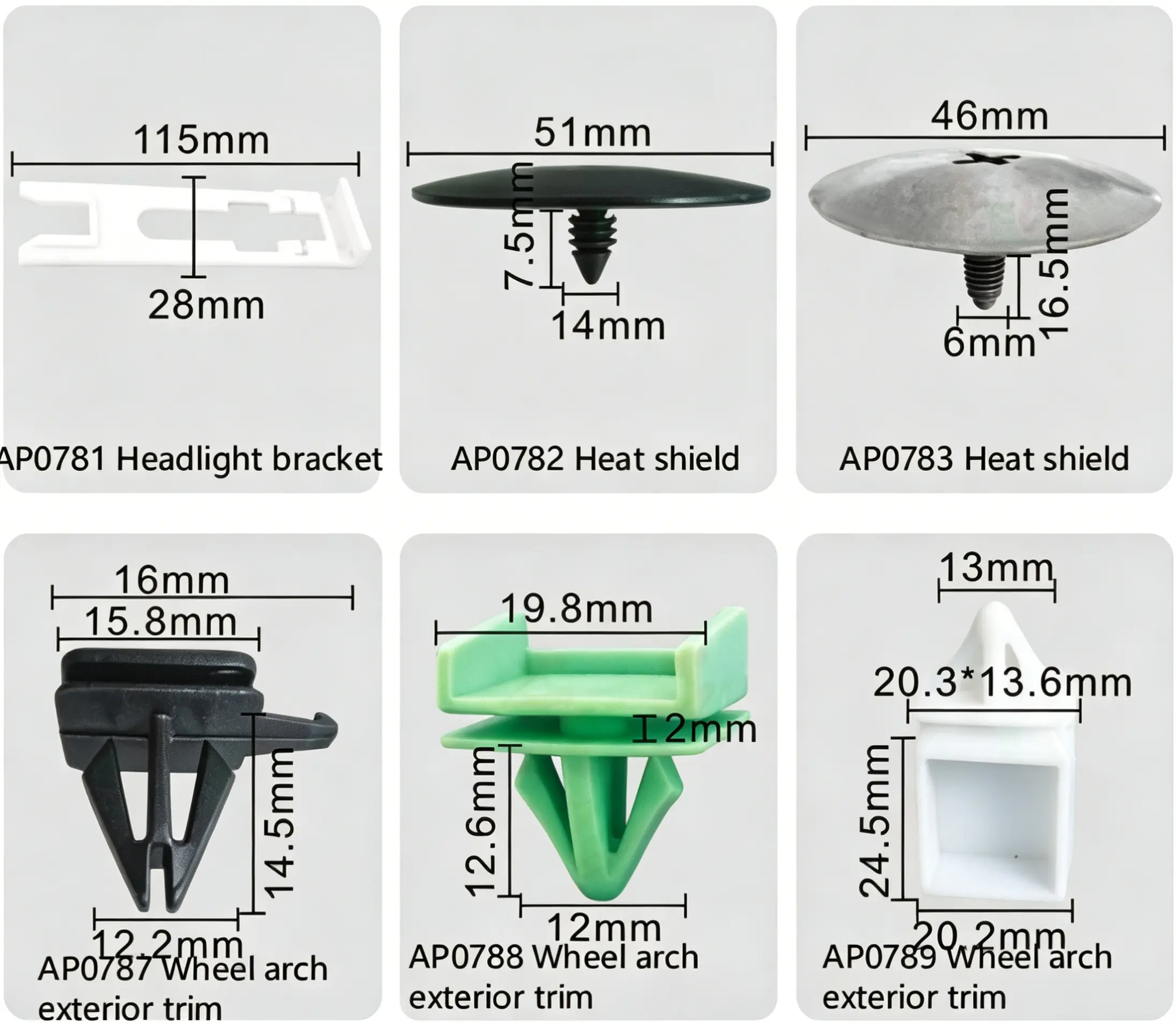 Buick Auto Fasteners for Headlight Bracket, Heat Shield & Wheel Arch Exterior Trim Clips