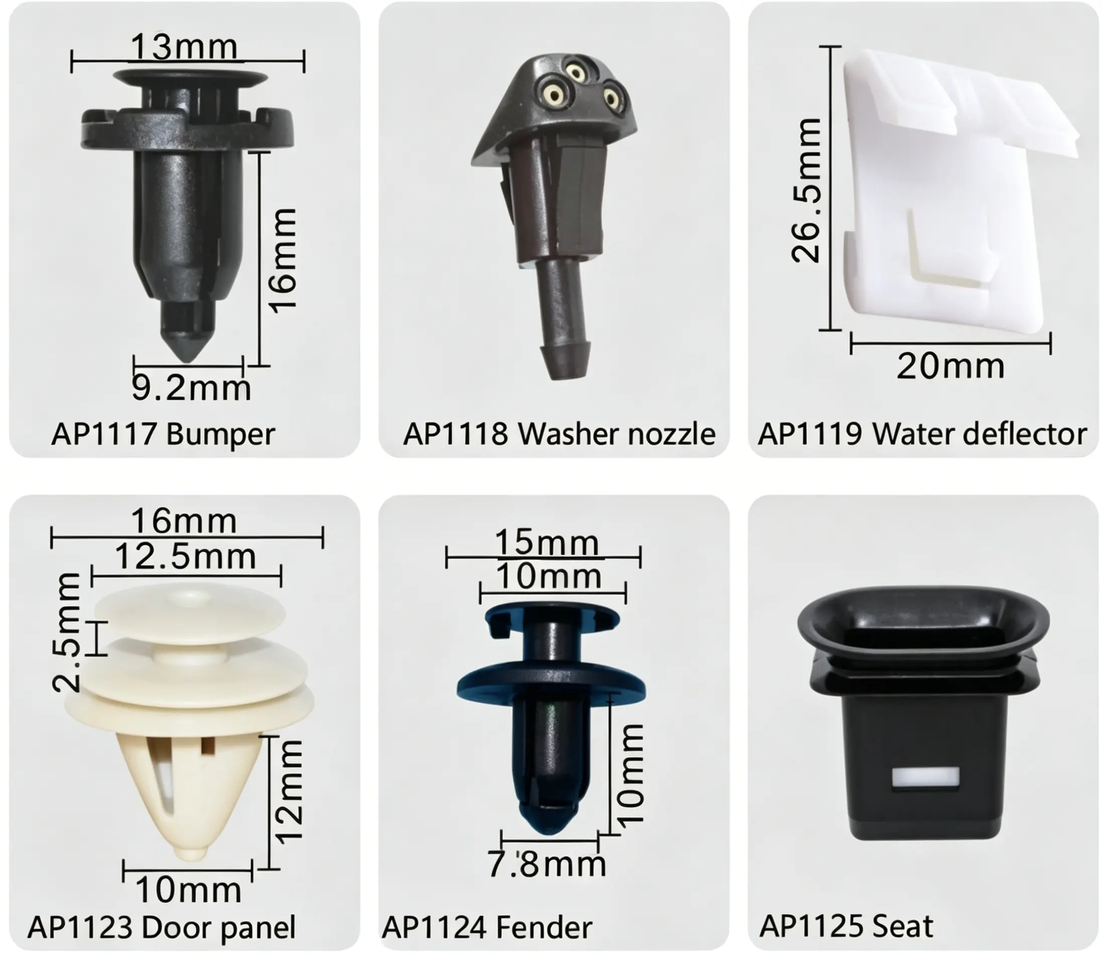 Hyundai Bumper Clip, Washer Nozzle, Water Deflector, Door Fender Retainer & Seat Buckle