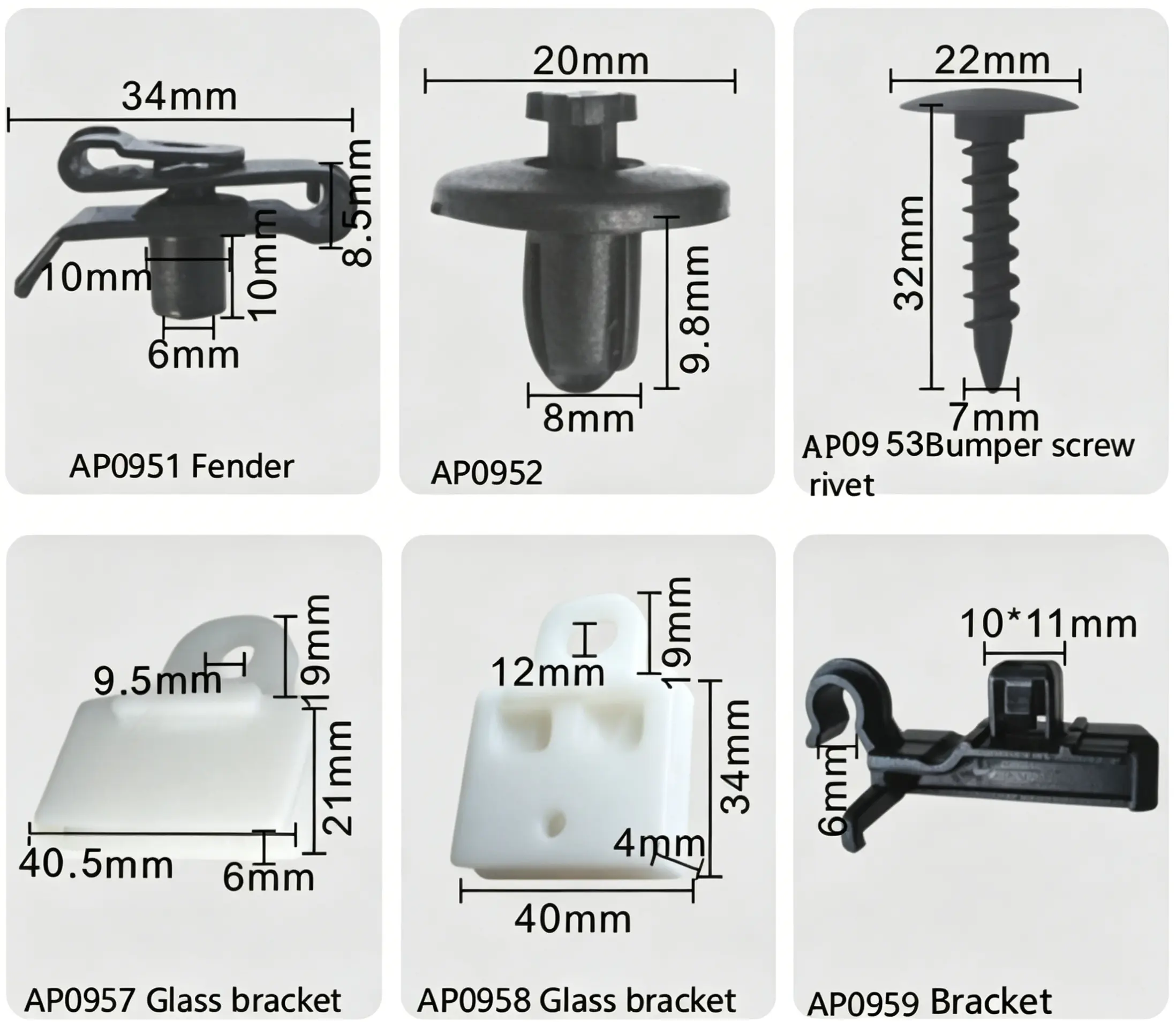 BYD Auto Fasteners | Fender Clip, Bumper Screw Rivet, Multi-Style Glass Brackets & Universal Bracket