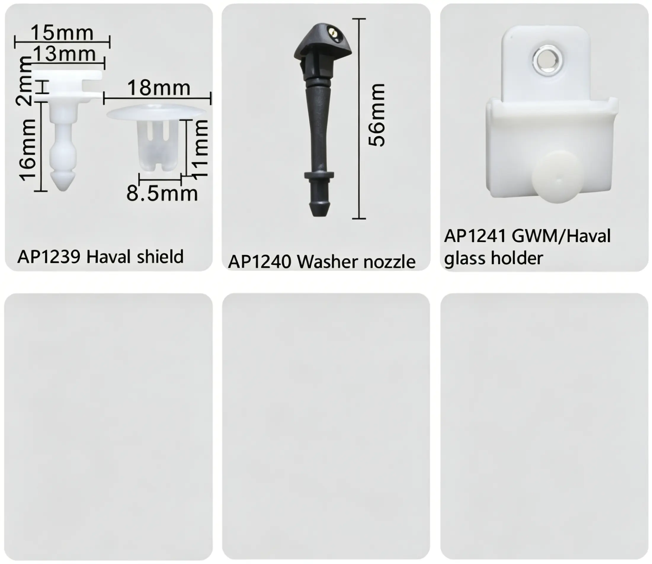GWM Haval Pickup Shield Clip, Long Stem Washer Nozzle & Glass Holder Bracket
