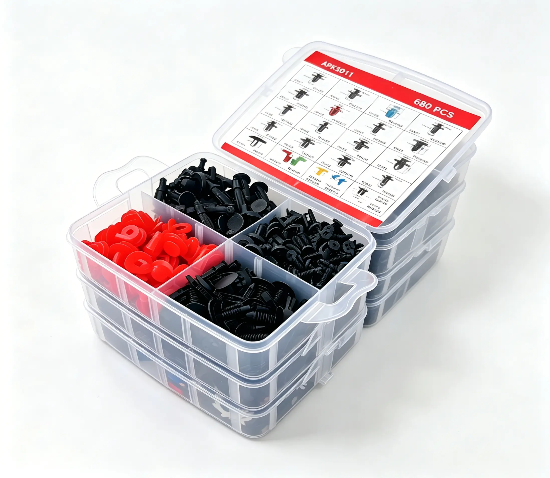 680Pcs Multi-Color Mixed Auto Plastic Fastener Retainer Clip Set