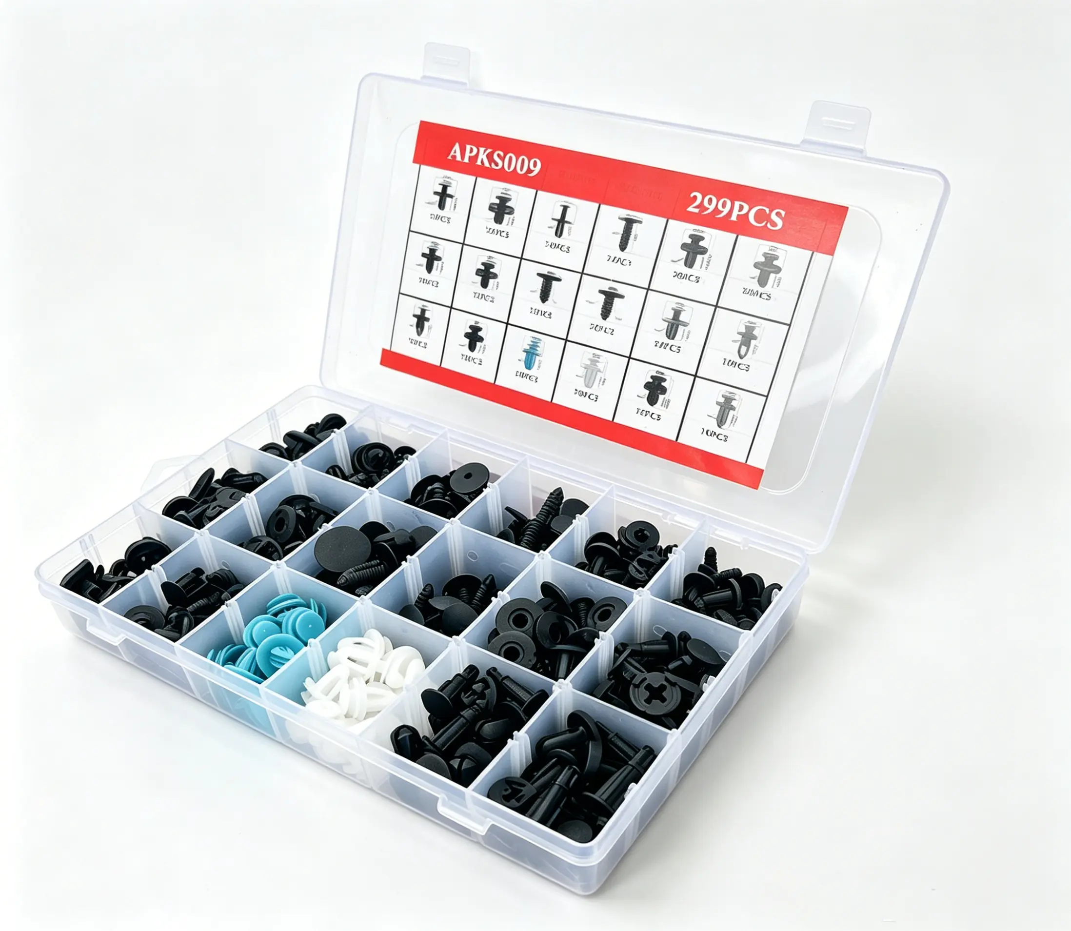 299Pcs Multi-Color Mixed Auto Plastic Fastener Retainer Clip Kit