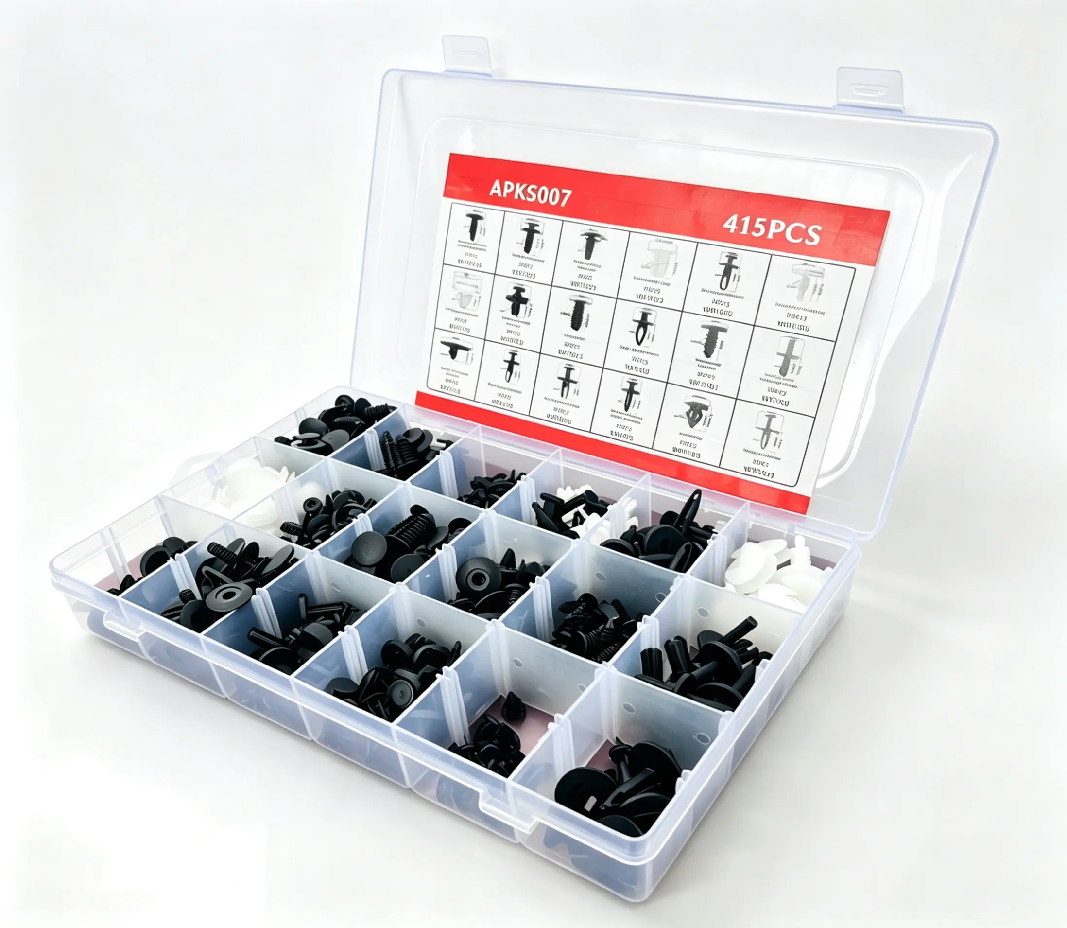 415Pcs Large Capacity Mixed Auto Plastic Fastener Retainer Box Kit