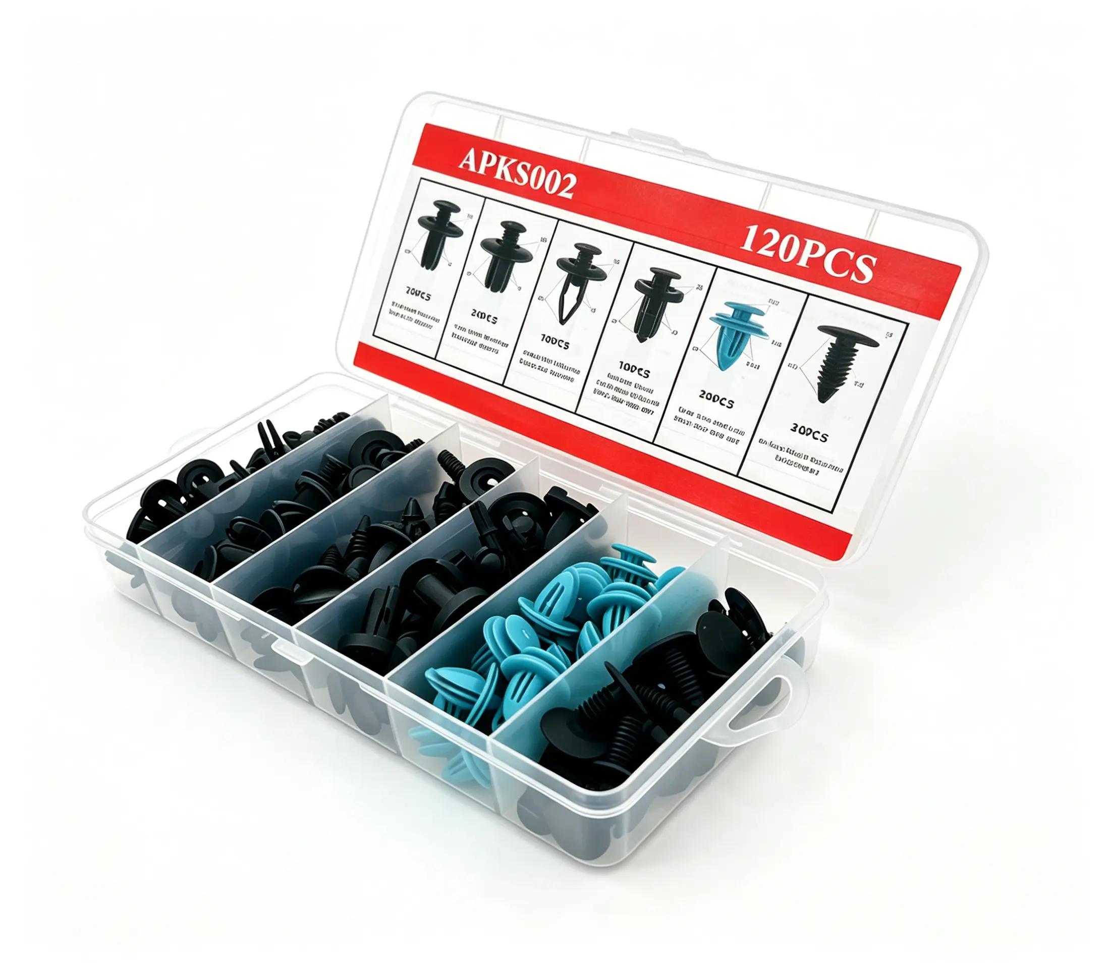 120Pcs Multi-Type Auto Plastic Fastener Clips Kit