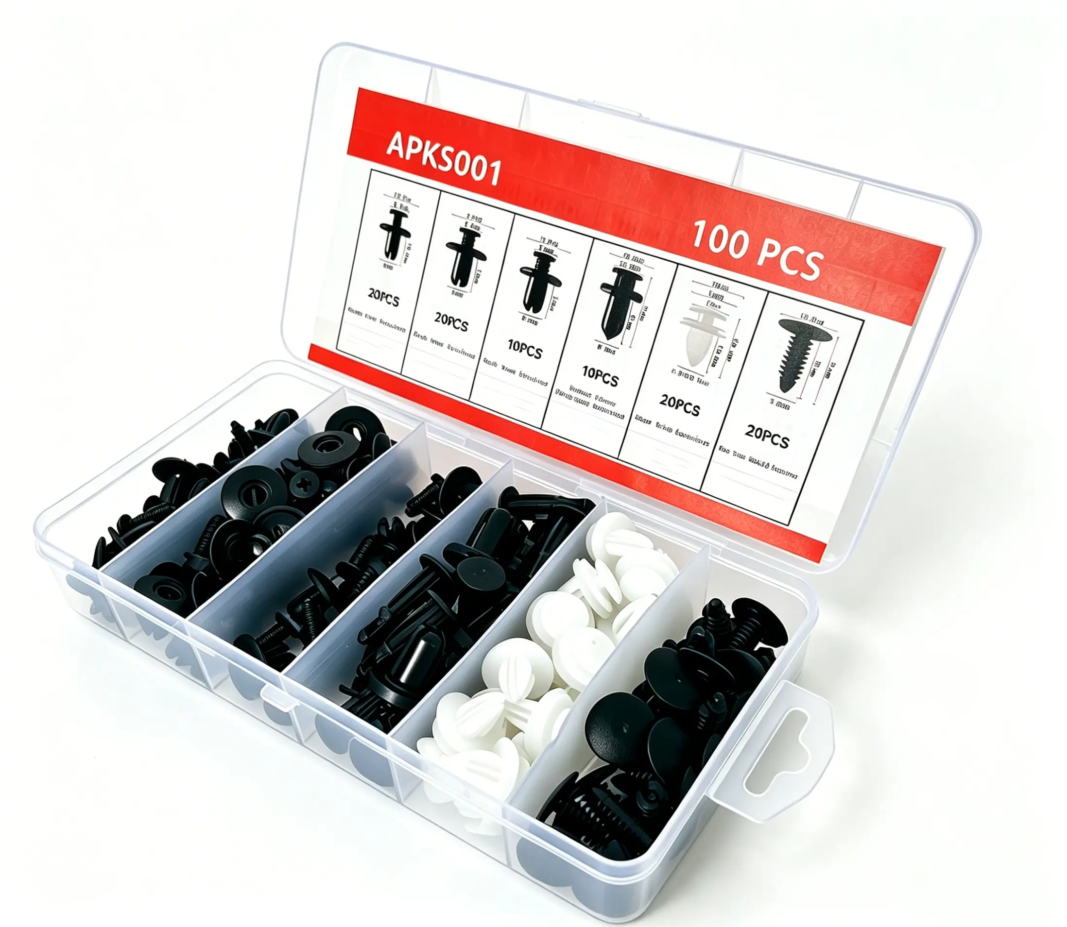 100Pcs Mixed Auto Push Type Retainer Fastener Clips Assortment Kit