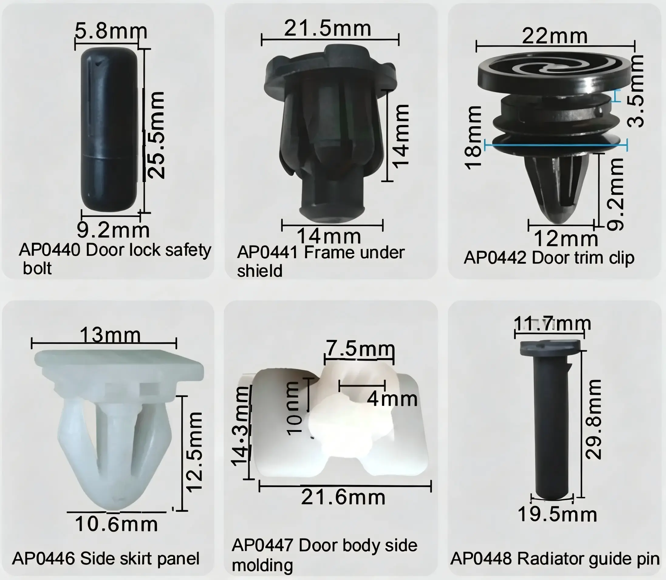 VW Door Lock Safety Bolt Frame Under Shield Clip Door Trim Side Skirt Molding Radiator Guide Pin