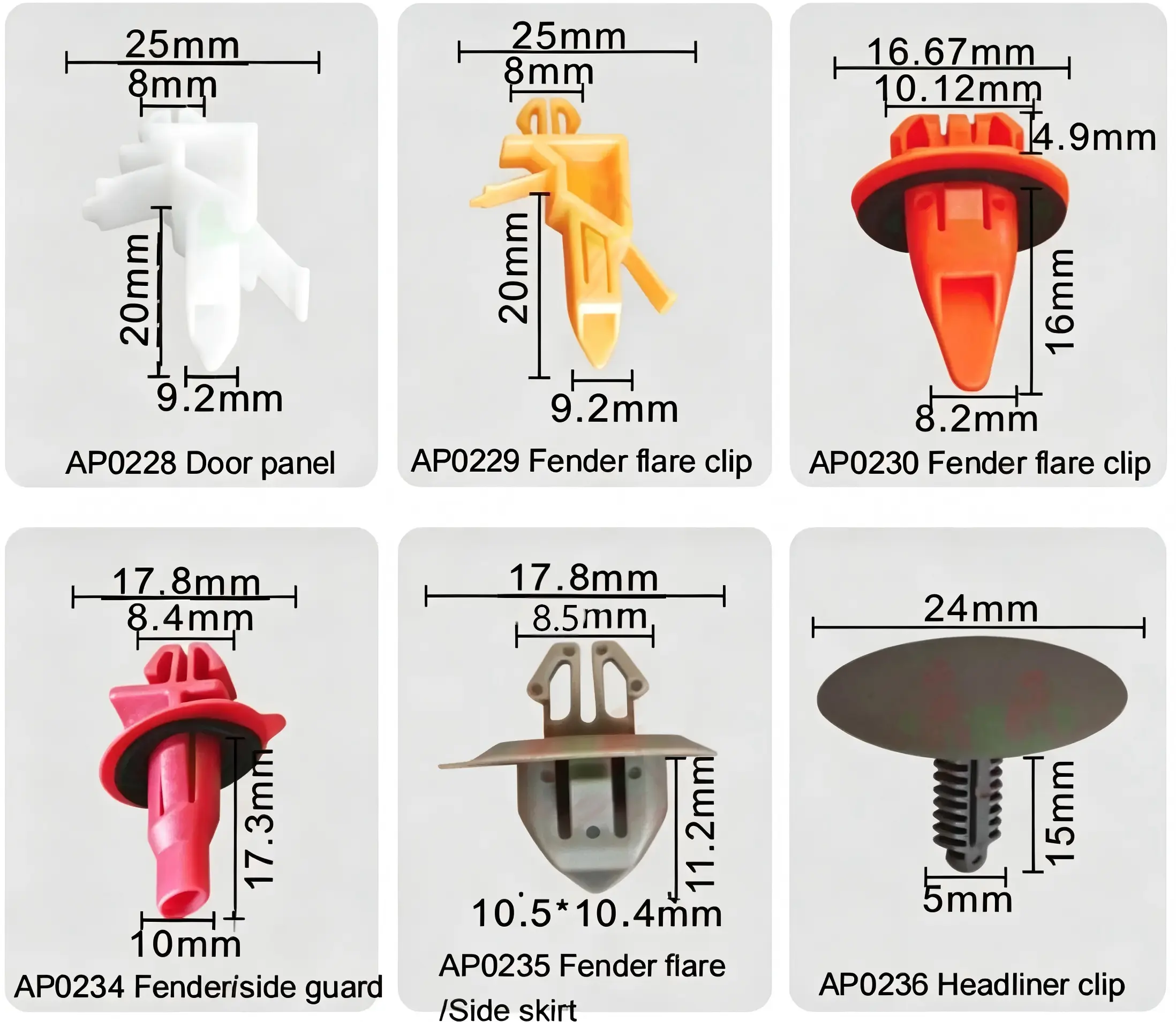 Toyota Auto Door Panel Fender Flare Side Guard Headliner Plastic Retainer Clips