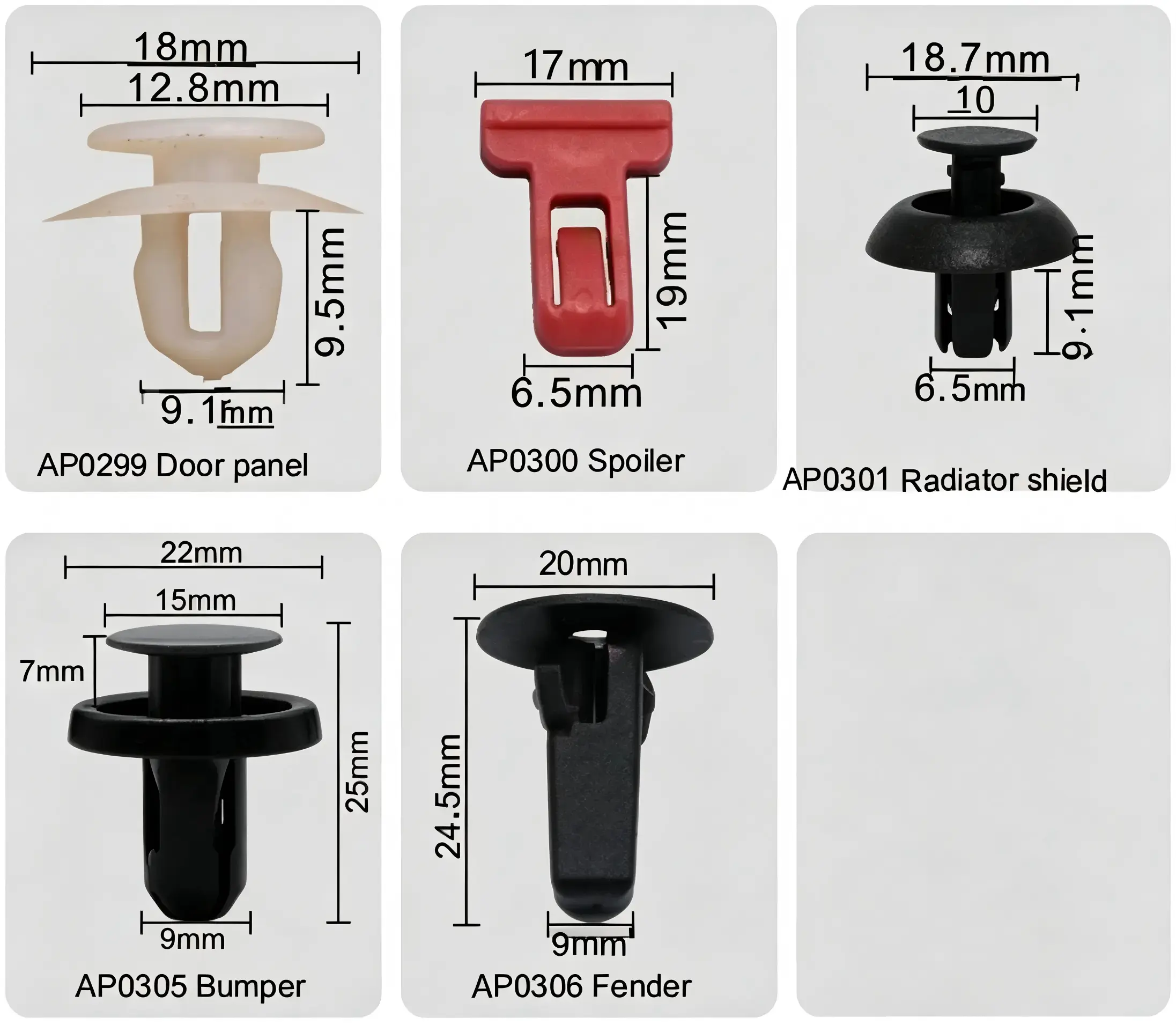 Toyota Auto Door Panel Spoiler Radiator Shield Bumper Fender Plastic Retainer Clip