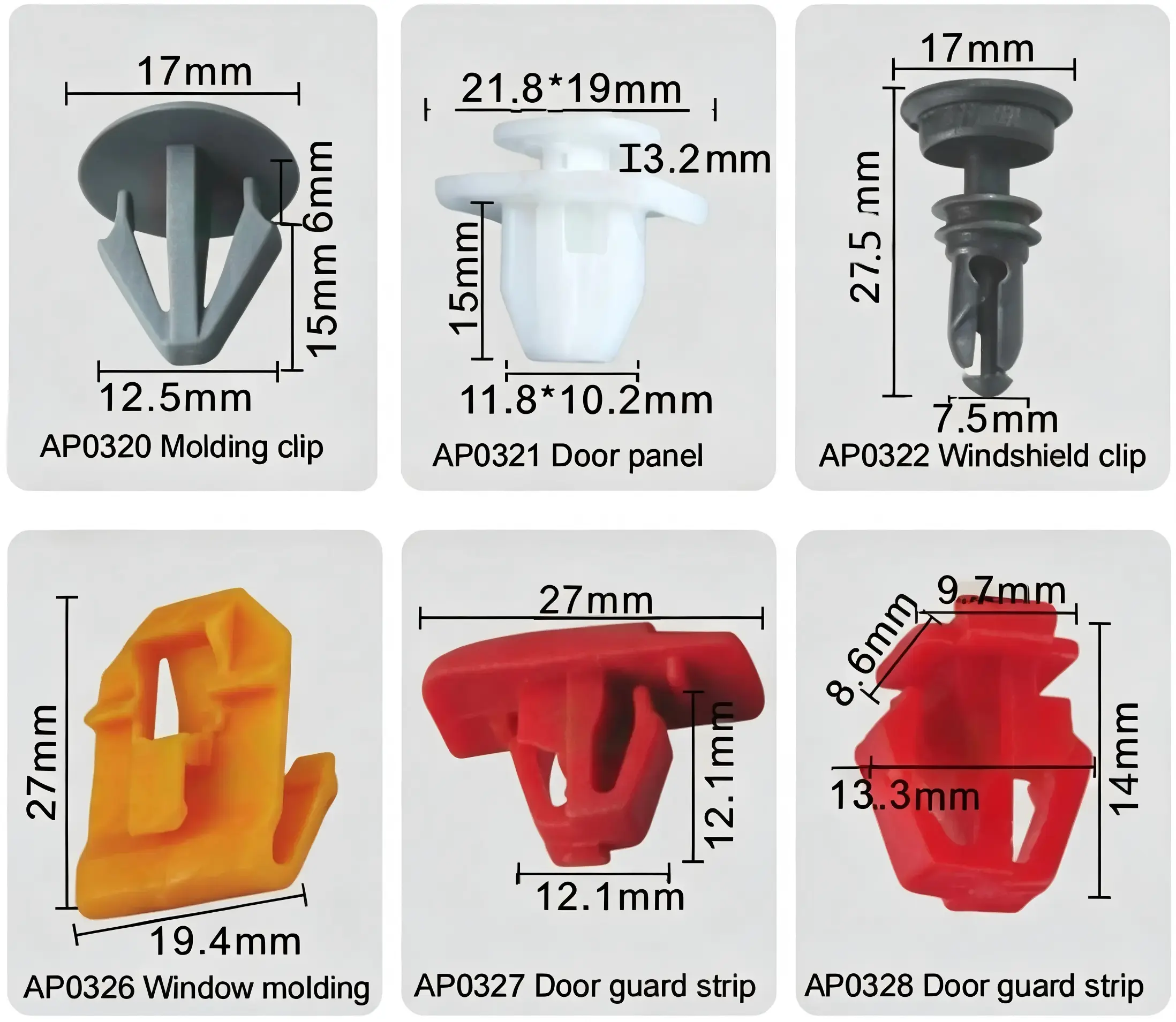 Honda Auto Molding Door Panel Windshield Window Molding Door Guard Strip Plastic Retainer Clips