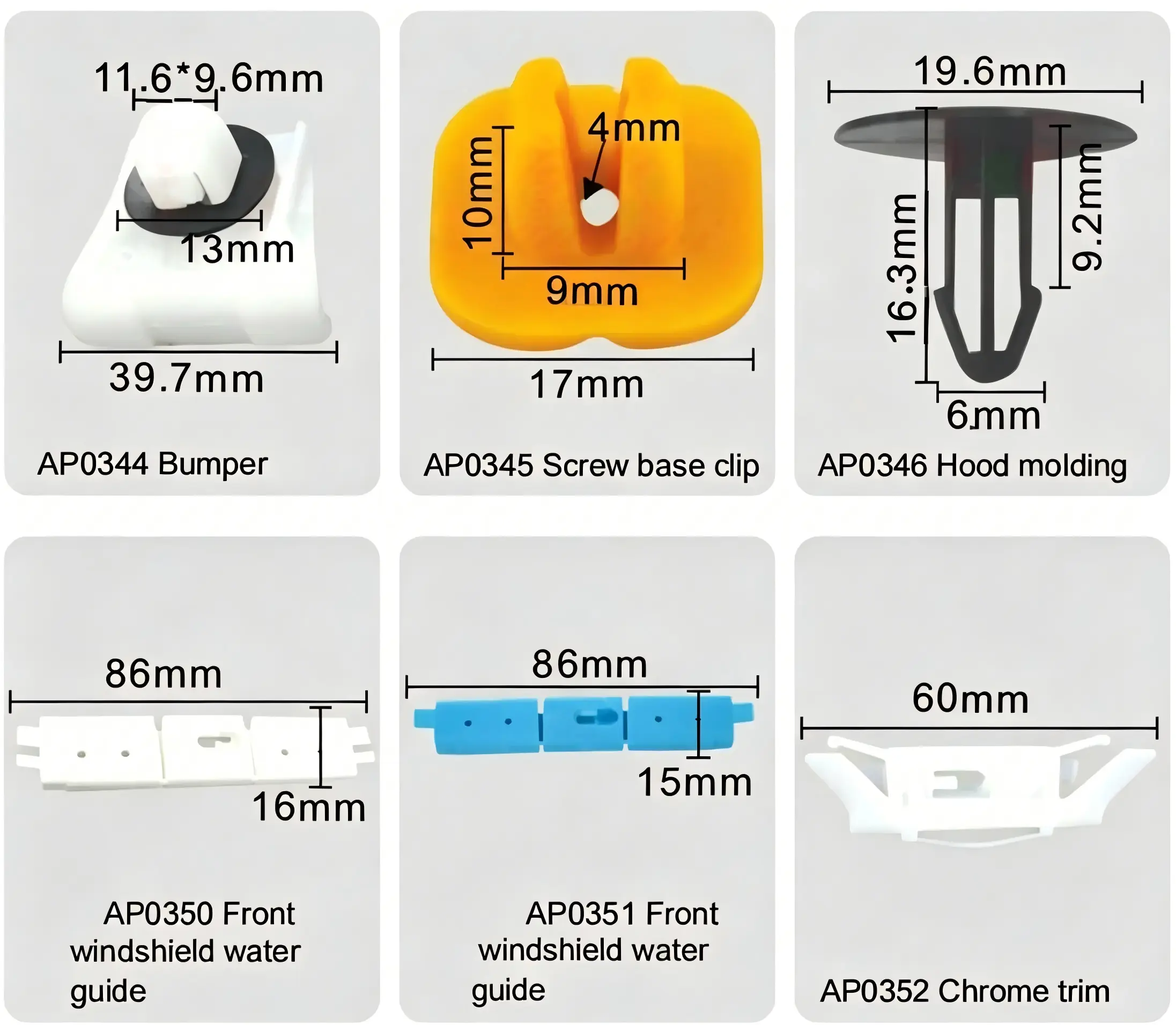 Honda Auto Window Glass Bracket Lower Trim Expansion Shield Door Panel Retainer Clips