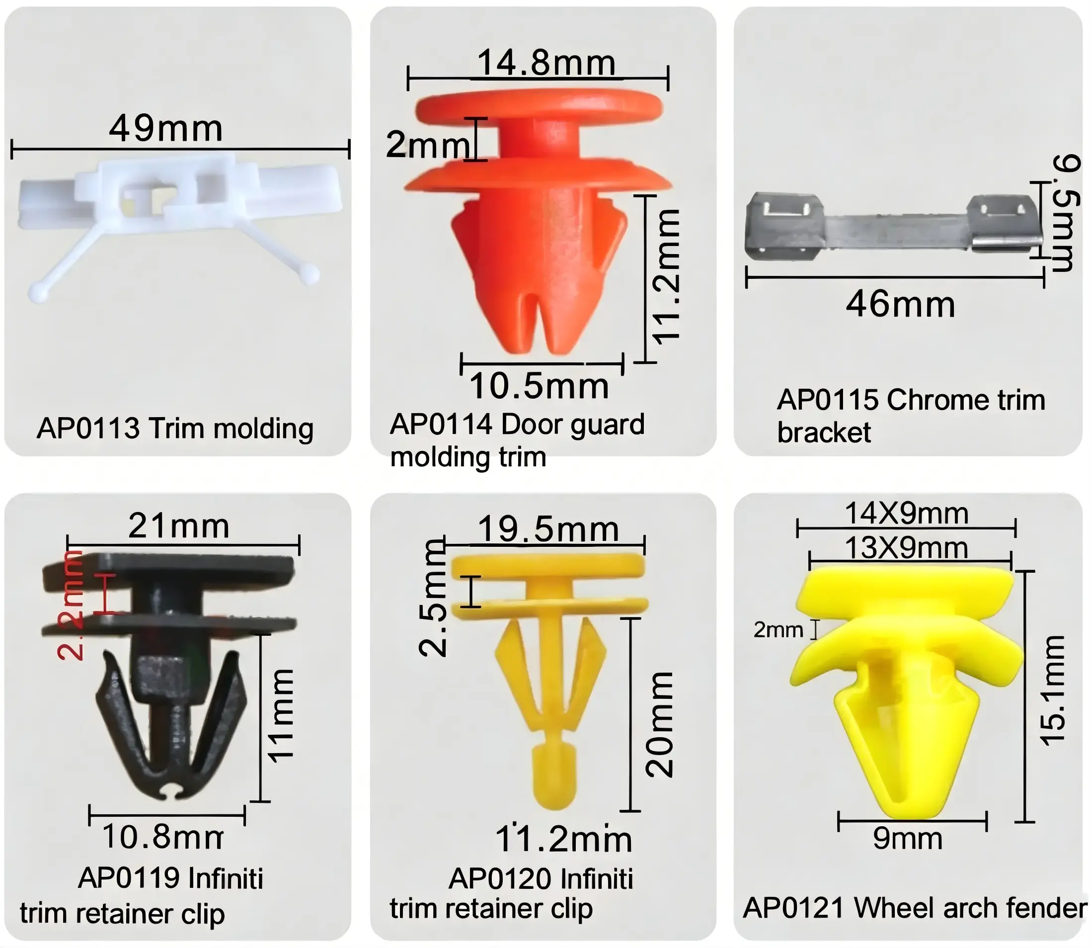 Trim Molding Clip, Door Guard Molding Trim Clip, Chrome Trim Bracket, Trim Retainer Clip, Wheel Arch