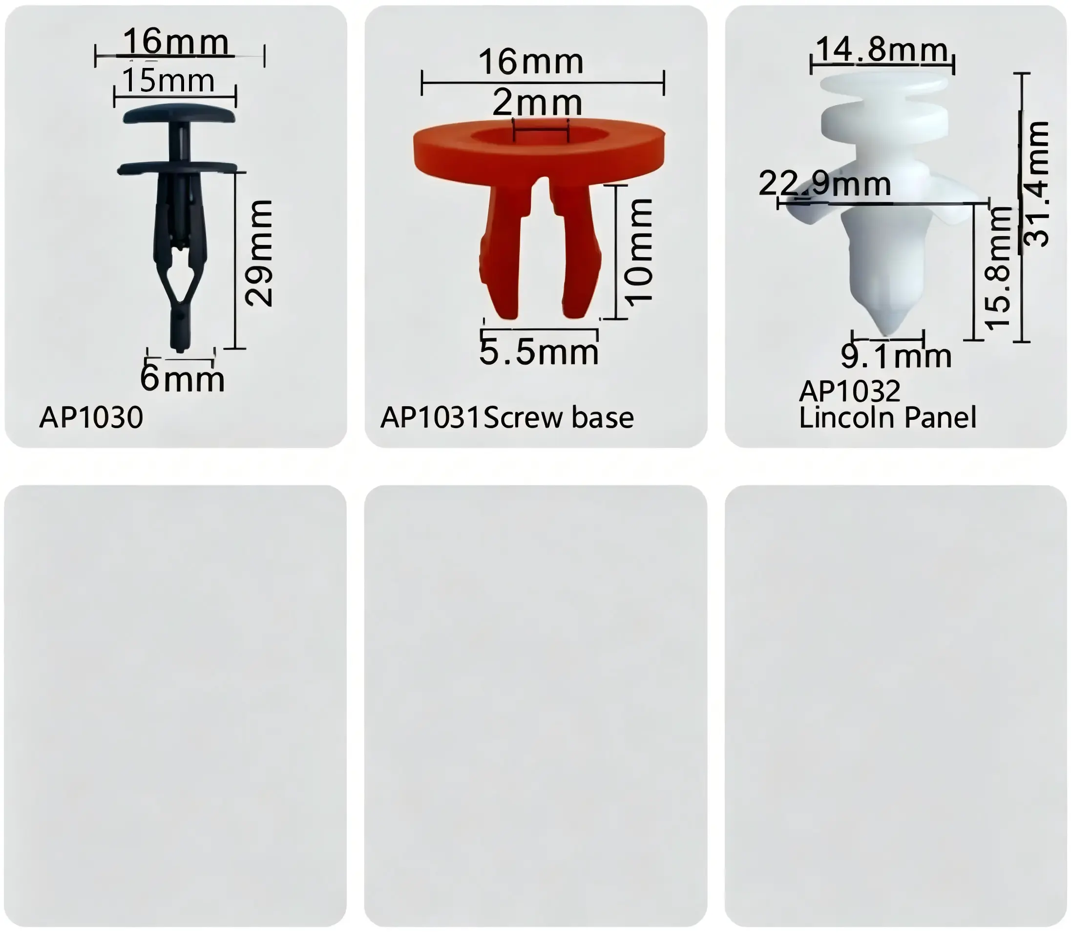 Ford Multi-Purpose Hollow Rivet, Screw Base & Lincoln Panel Plastic Fasteners