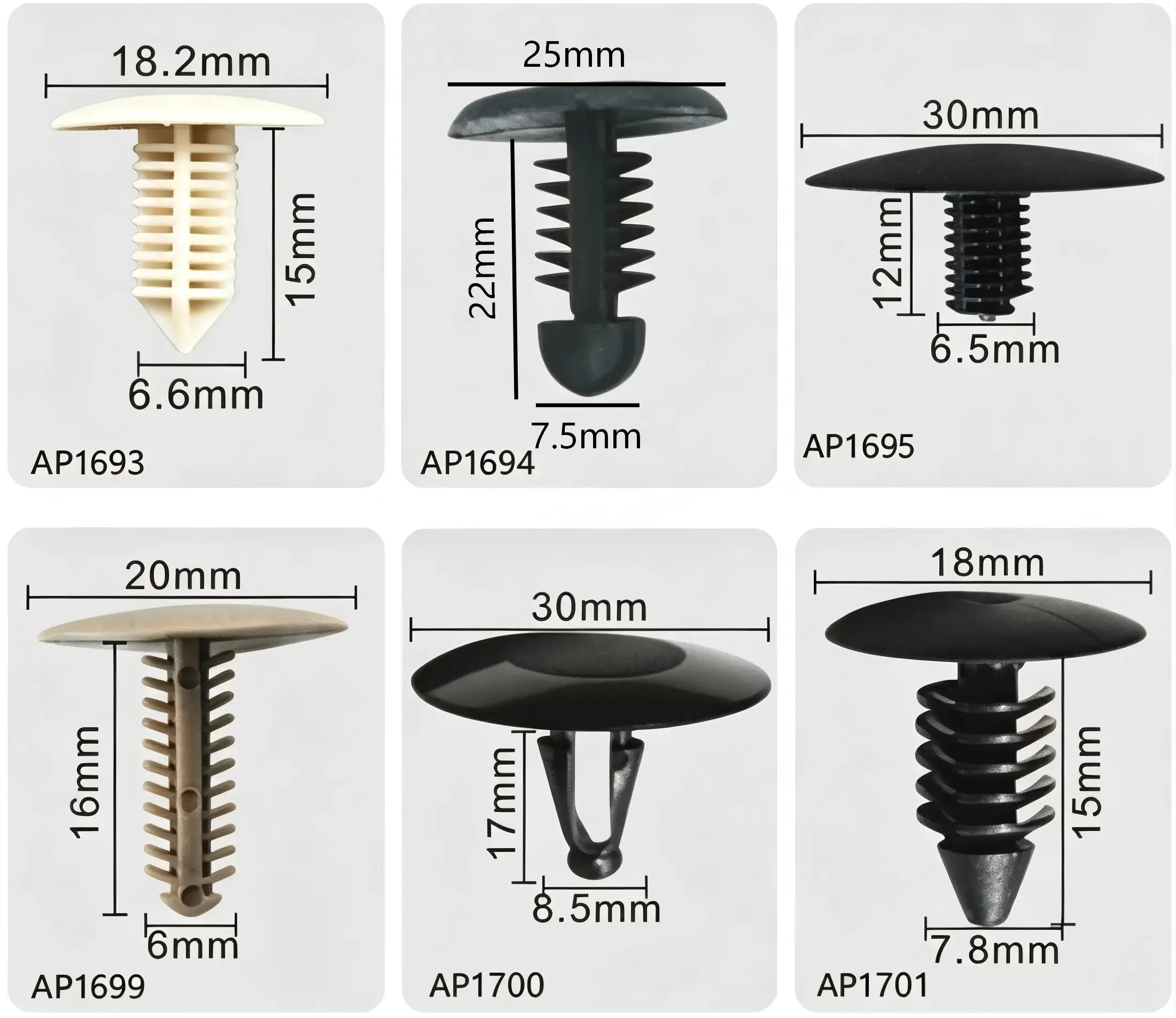Fir Tree Rivet Kit – Push-Type Retainer Clips for Trim and Shield