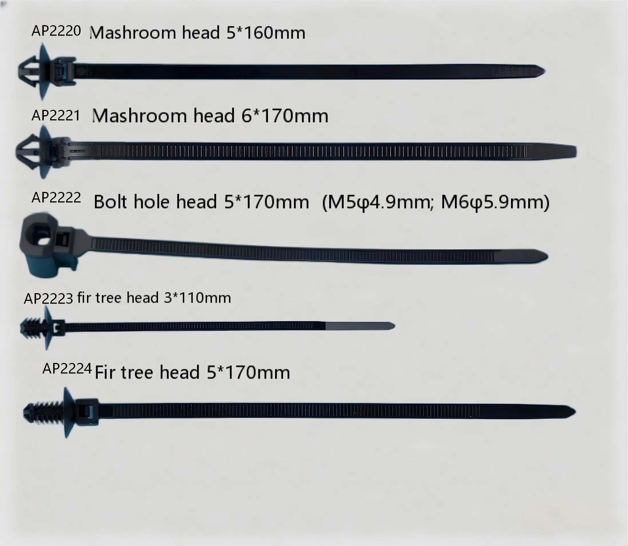 Universal Plastic Mushroom Head, Bolt Hole Head & Fir Tree Head Fastener – Trim and Panel Retainer