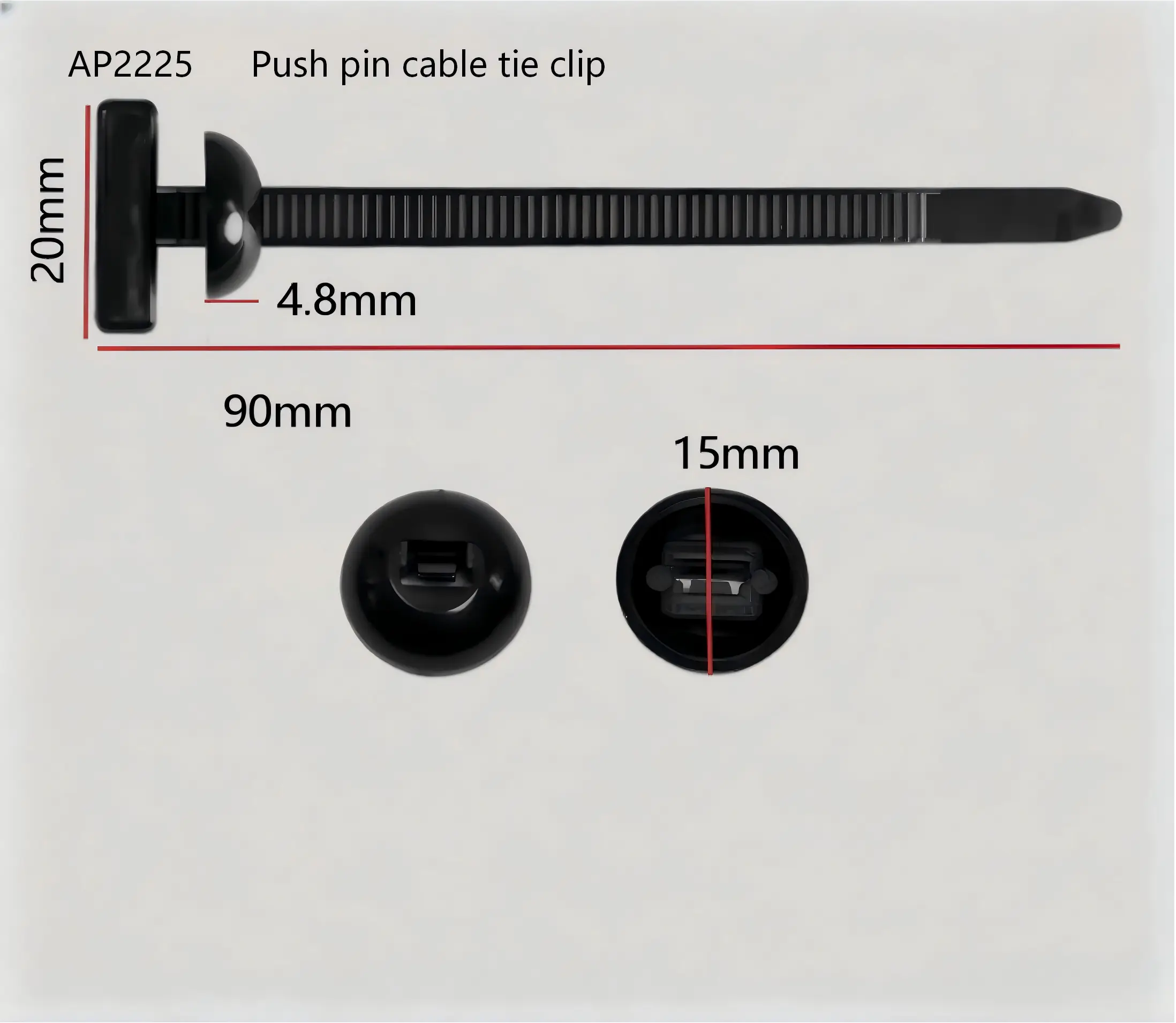 Universal Push Pin Cable Tie Clip – Wire Harness Retainer and Cable Management Fastener